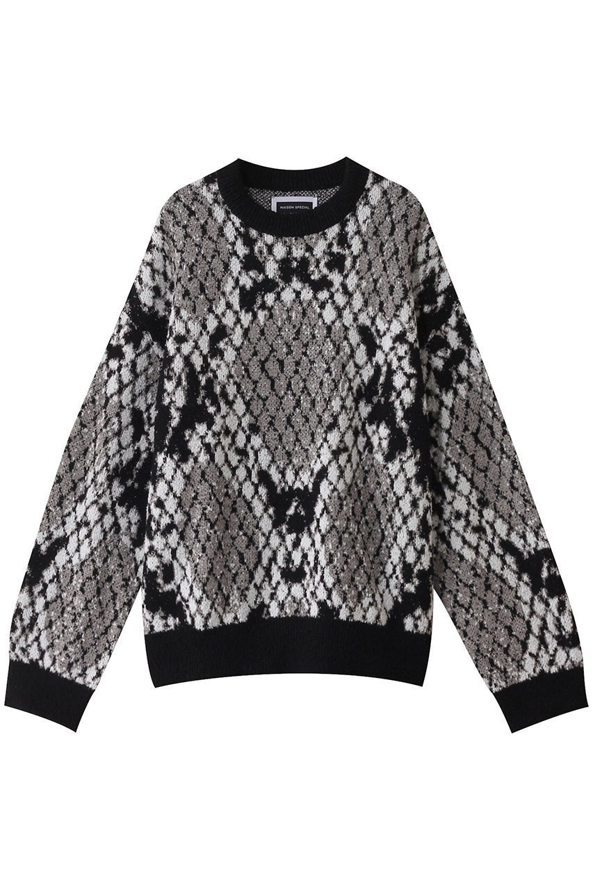 【メゾンスペシャル/MAISON SPECIAL】の【UNISEX】プライムオーバーパイソン柄ニットPO 人気、トレンドファッション・服の通販 founy(ファニー) 　ファッション　Fashion　レディースファッション　Fashion for Women　トップス・カットソー　Cut & Sew Tops　ニット　Knit Tops & Sweaters　カジュアルプルオーバー・ニットトップス　Pullovers & Knit Tops / Casual Pullovers　ユニセックス　Unisex, Genderless　ショルダー　Shoulder, Shoulder Strap　ドロップ　Drop Shoulder, Dropped Style　パイソン　Python, Snakeskin Pattern　A/W・秋冬　Autumn/Winter　 other-1|ID: prp329100004609177 ipo3291000000032966637