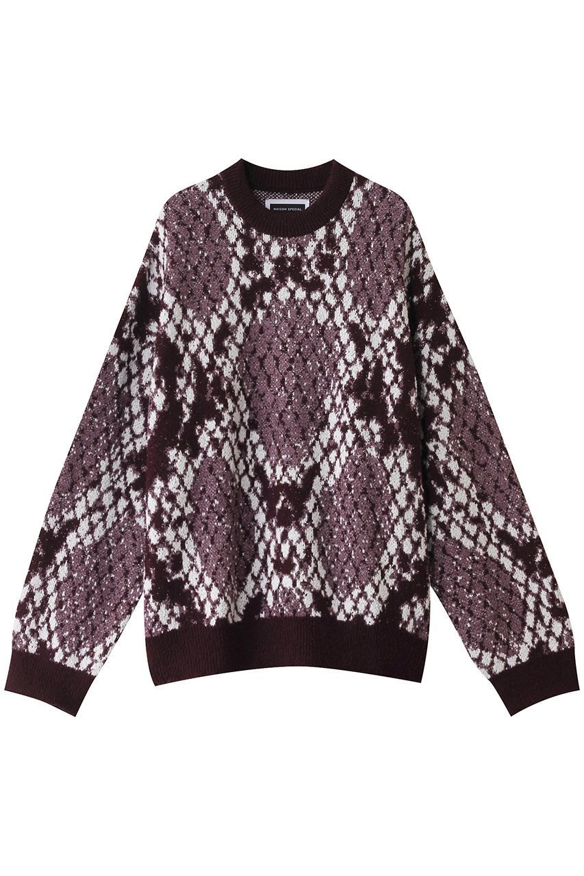 【メゾンスペシャル/MAISON SPECIAL】の【UNISEX】プライムオーバーパイソン柄ニットPO インテリア・キッズ・メンズ・レディースファッション・服の通販 founy(ファニー) 　ファッション　Fashion　レディースファッション　Fashion for Women　トップス・カットソー　Cut & Sew Tops　ニット　Knit Tops & Sweaters　カジュアルプルオーバー・ニットトップス　Pullovers & Knit Tops / Casual Pullovers　ユニセックス　Unisex, Genderless　ショルダー　Shoulder, Shoulder Strap　ドロップ　Drop Shoulder, Dropped Style　パイソン　Python, Snakeskin Pattern　A/W・秋冬　Autumn/Winter　BGD(バーガンディー)|ID: prp329100004609177 ipo3291000000032966645