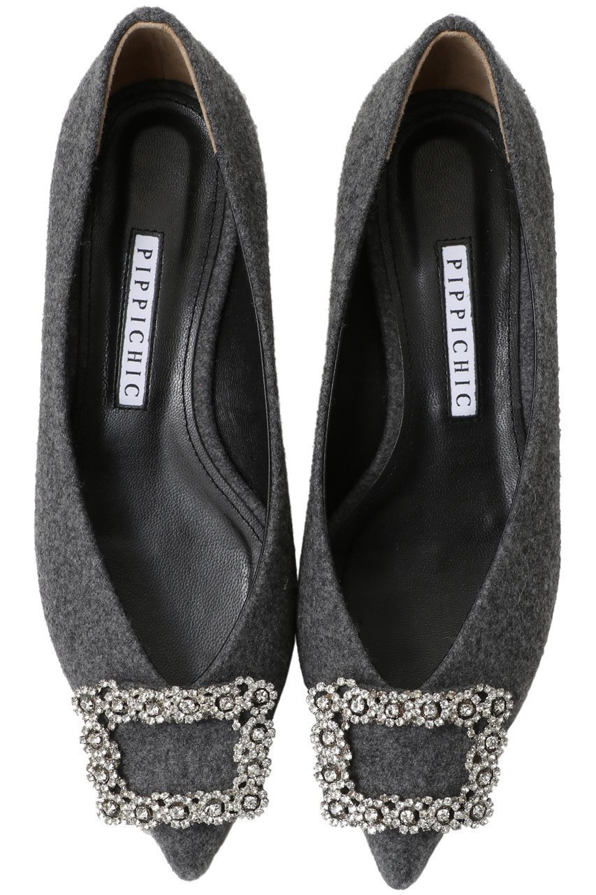 【ピッピシック/Pippichic】のANNA V JEWELRY フランネルフラットシューズ インテリア・キッズ・メンズ・レディースファッション・服の通販 founy(ファニー) ファッション Fashion レディースファッション Fashion for Women エレガント 上品 Elegant シューズ Shoes, Footwear スクエア Square, Square Shape パーティ Party, Party Style ビジュー Bijou, Jewel-like Accent フラット Flat, Flat Shoes 人気 Popular, Best Seller A/W・秋冬 Autumn/Winter グレー|ID: prp329100004609922 ipo3291000000036202487