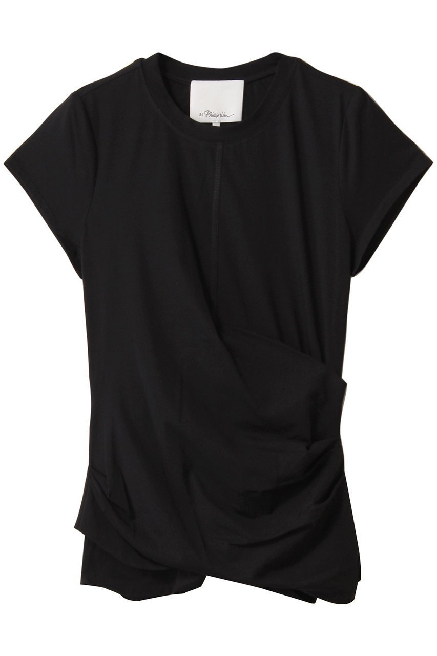 【スリーワン フィリップリム/3.1 Phillip Lim】のDRAPED ショートスリーブTシャツ インテリア・キッズ・メンズ・レディースファッション・服の通販 founy(ファニー) 　ファッション　Fashion　レディースファッション　Fashion for Women　トップス・カットソー　Cut & Sew Tops　シャツ・ブラウス・オフィスカジュアル　Elegant Blouses & Button-Ups　ロングTシャツ・Tシャツ　Longline T-Shirts & Tees　カットソー・ベーシックTシャツ　Cut-and-Sewn Tops / Stretch Tees & Basics　2025年　2025　2025-2026秋冬・A/W　Autumn/Winter 2025–26 AW25–26　ショート　Short, Short Length　シンプル　Simple, Minimal　スリーブ　Sleeve, Long Sleeve / Short Sleeve　ドレープ　Drape, Draping Fabric　ベーシック　Basic, Essential　A/W・秋冬　Autumn/Winter　ブラック|ID: prp329100004609936 ipo3291000000032977075