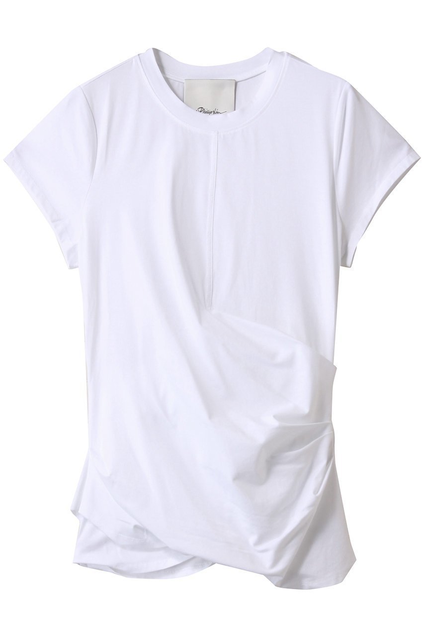 【スリーワン フィリップリム/3.1 Phillip Lim】のDRAPED ショートスリーブTシャツ インテリア・キッズ・メンズ・レディースファッション・服の通販 founy(ファニー) 　ファッション　Fashion　レディースファッション　Fashion for Women　トップス・カットソー　Cut & Sew Tops　シャツ・ブラウス・オフィスカジュアル　Elegant Blouses & Button-Ups　ロングTシャツ・Tシャツ　Longline T-Shirts & Tees　カットソー・ベーシックTシャツ　Cut-and-Sewn Tops / Stretch Tees & Basics　2025年　2025　2025-2026秋冬・A/W　Autumn/Winter 2025–26 AW25–26　ショート　Short, Short Length　シンプル　Simple, Minimal　スリーブ　Sleeve, Long Sleeve / Short Sleeve　ドレープ　Drape, Draping Fabric　ベーシック　Basic, Essential　A/W・秋冬　Autumn/Winter　ホワイト|ID: prp329100004609936 ipo3291000000032977076