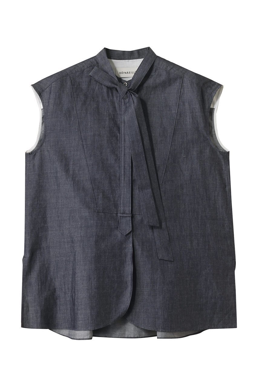 【デパリエ/DEPAREILLE】のデニムボウノースリーブブラウス 人気、トレンドファッション・服の通販 founy(ファニー) 　ファッション　Fashion　レディースファッション　Fashion for Women　トップス・カットソー　Cut & Sew Tops　キャミソール&ノースリーブ　Camisoles & Sleeveless Tops　シャツ・ブラウス・オフィスカジュアル　Elegant Blouses & Button-Ups　2025年　2025　2025-2026秋冬・A/W　Autumn/Winter 2025–26 AW25–26　インナー　Innerwear　ギャザー　Gathered, Ruffled　シンプル　Simple, Minimal　ジャケット　Jacket, Outerwear　デニム　Denim, Jeans Material　ノースリーブ　Sleeveless, No-Sleeve　エレガント 上品　Elegant　A/W・秋冬　Autumn/Winter　 other-1|ID: prp329100004609940 ipo3291000000032977113
