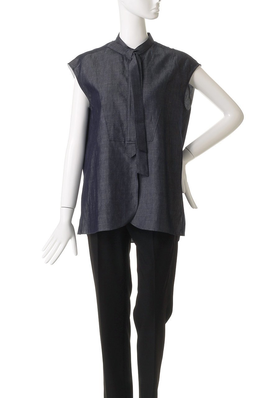 【デパリエ/DEPAREILLE】のデニムボウノースリーブブラウス 人気、トレンドファッション・服の通販 founy(ファニー) 　ファッション　Fashion　レディースファッション　Fashion for Women　トップス・カットソー　Cut & Sew Tops　キャミソール&ノースリーブ　Camisoles & Sleeveless Tops　シャツ・ブラウス・オフィスカジュアル　Elegant Blouses & Button-Ups　2025年　2025　2025-2026秋冬・A/W　Autumn/Winter 2025–26 AW25–26　インナー　Innerwear　ギャザー　Gathered, Ruffled　シンプル　Simple, Minimal　ジャケット　Jacket, Outerwear　デニム　Denim, Jeans Material　ノースリーブ　Sleeveless, No-Sleeve　エレガント 上品　Elegant　A/W・秋冬　Autumn/Winter　other-2|ID: prp329100004609940 ipo3291000000032977115