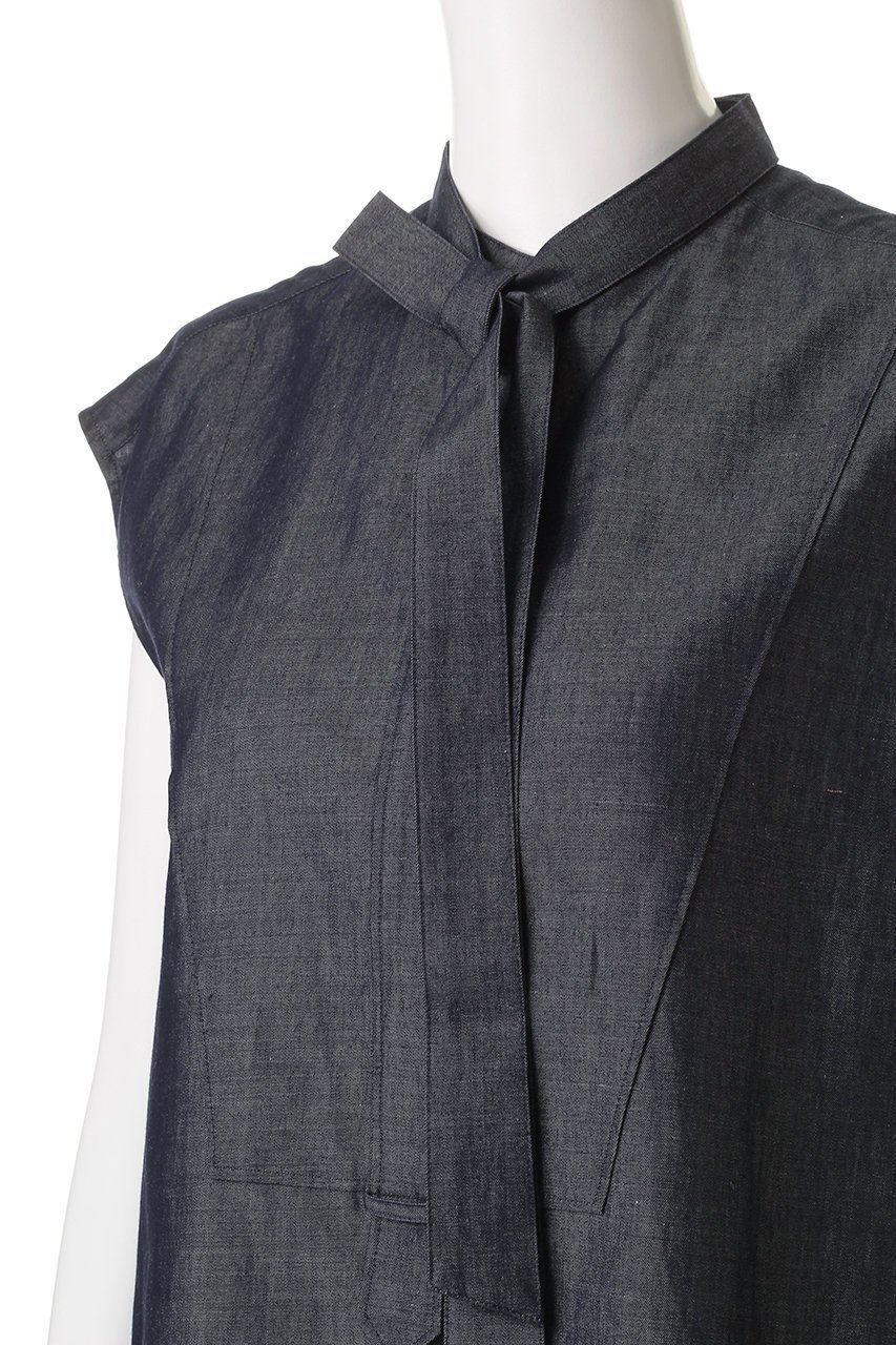 【デパリエ/DEPAREILLE】のデニムボウノースリーブブラウス 人気、トレンドファッション・服の通販 founy(ファニー) 　ファッション　Fashion　レディースファッション　Fashion for Women　トップス・カットソー　Cut & Sew Tops　キャミソール&ノースリーブ　Camisoles & Sleeveless Tops　シャツ・ブラウス・オフィスカジュアル　Elegant Blouses & Button-Ups　2025年　2025　2025-2026秋冬・A/W　Autumn/Winter 2025–26 AW25–26　インナー　Innerwear　ギャザー　Gathered, Ruffled　シンプル　Simple, Minimal　ジャケット　Jacket, Outerwear　デニム　Denim, Jeans Material　ノースリーブ　Sleeveless, No-Sleeve　エレガント 上品　Elegant　A/W・秋冬　Autumn/Winter　other-5|ID: prp329100004609940 ipo3291000000032977118