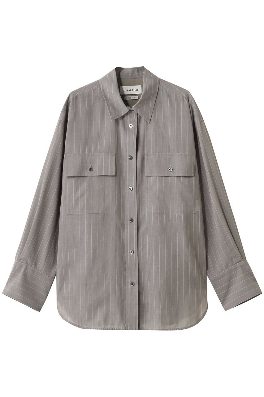 【デパリエ/DEPAREILLE】のシアーストライプCPO シャツ インテリア・キッズ・メンズ・レディースファッション・服の通販 founy(ファニー) 　ファッション　Fashion　レディースファッション　Fashion for Women　トップス・カットソー　Cut & Sew Tops　シャツ・ブラウス・オフィスカジュアル　Elegant Blouses & Button-Ups　2025年　2025　2025-2026秋冬・A/W　Autumn/Winter 2025–26 AW25–26　ストライプ　Stripe, Striped Pattern　スリーブ　Sleeve, Long Sleeve / Short Sleeve　ポケット　Pocket, Pocket Detail　マニッシュ　Mannish, Boyish　ロング　Long, Long-Length　エレガント 上品　Elegant　A/W・秋冬　Autumn/Winter　グレー|ID: prp329100004609941 ipo3291000000032977122