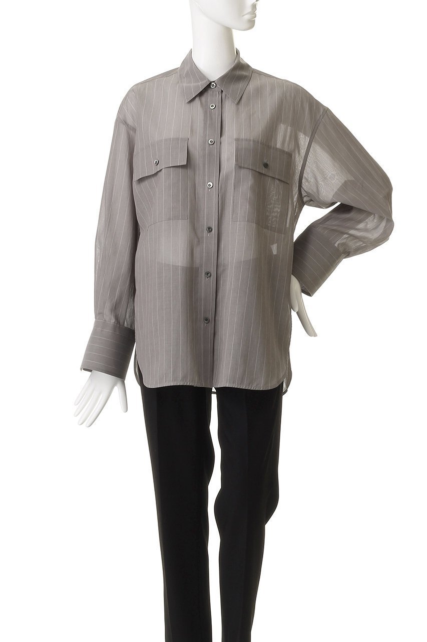 【デパリエ/DEPAREILLE】のシアーストライプCPO シャツ 人気、トレンドファッション・服の通販 founy(ファニー) 　ファッション　Fashion　レディースファッション　Fashion for Women　トップス・カットソー　Cut & Sew Tops　シャツ・ブラウス・オフィスカジュアル　Elegant Blouses & Button-Ups　ストライプ　Stripe, Striped Pattern　スリーブ　Sleeve, Long Sleeve / Short Sleeve　ポケット　Pocket, Pocket Detail　マニッシュ　Mannish, Boyish　ロング　Long, Long-Length　エレガント 上品　Elegant　other-2|ID: prp329100004609941 ipo3291000000036131348