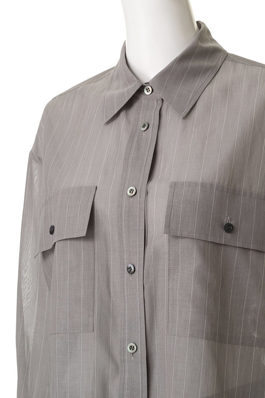 【デパリエ/DEPAREILLE】のシアーストライプCPO シャツ 人気、トレンドファッション・服の通販 founy(ファニー) 　ファッション　Fashion　レディースファッション　Fashion for Women　トップス・カットソー　Cut & Sew Tops　シャツ・ブラウス・オフィスカジュアル　Elegant Blouses & Button-Ups　ストライプ　Stripe, Striped Pattern　スリーブ　Sleeve, Long Sleeve / Short Sleeve　ポケット　Pocket, Pocket Detail　マニッシュ　Mannish, Boyish　ロング　Long, Long-Length　エレガント 上品　Elegant　other-5|ID: prp329100004609941 ipo3291000000036131351