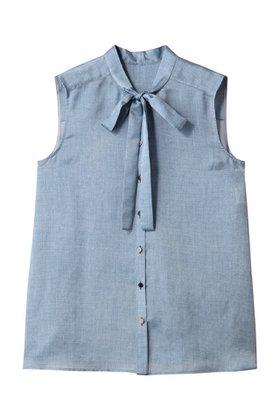 【アナイ/ANAYI】 デニムプリントボウタイブラウス人気、トレンドファッション・服の通販 founy(ファニー) ファッション Fashion レディースファッション Fashion for Women トップス・カットソー Cut & Sew Tops キャミソール&ノースリーブ Camisoles & Sleeveless Tops シャツ・ブラウス・オフィスカジュアル Elegant Blouses & Button-Ups 2025年 2025 2025-2026秋冬・A/W Autumn/Winter 2025–26 AW25–26 デニム Denim, Jeans Material ノースリーブ Sleeveless, No-Sleeve リボン Ribbon, Bow リラックス Relax, Relaxed Fit エレガント 上品 Elegant A/W・秋冬 Autumn/Winter |ID:prp329100004609943