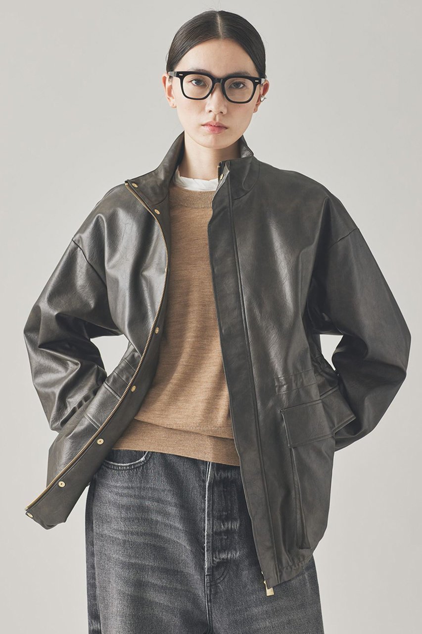 【カレンソロジー/Curensology】のヴィンテージフェイクレザーコート インテリア・キッズ・メンズ・レディースファッション・服の通販 founy(ファニー) 　ファッション　Fashion　レディースファッション　Fashion for Women　アウター　Coat / Outerwear Collection　コート・ロングコート・ピーコート　Long Coats, Peacoats & More　クール　Cool, Chic　ショート　Short, Short Length　フェイクレザー　Faux Leather, PU Leather　ブルゾン　Blouson, Bomber Jacket　ヴィンテージ　Vintage Style　防寒　Cold Protection, Winter-Ready　ブラウン|ID: prp329100004609944 ipo3291000000035946418