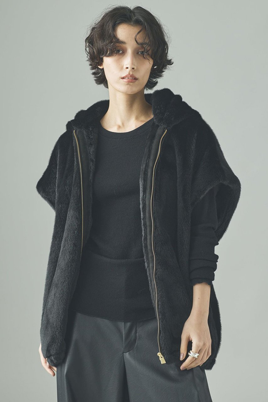 【カレンソロジー/Curensology】のファーフーディーベスト インテリア・キッズ・メンズ・レディースファッション・服の通販 founy(ファニー) ファッション Fashion レディースファッション Fashion for Women アウター Coat / Outerwear Collection レディースジャケット・軽アウター Jackets おすすめ Recommended / Our Picks ジャケット Jacket, Outerwear フェイクファー Faux Fur, Imitation Fur ベスト Vest, Waistcoat ポケット Pocket, Pocket Detail リアル Real, Realistic ブラック|ID: prp329100004609945 ipo3291000000035356029