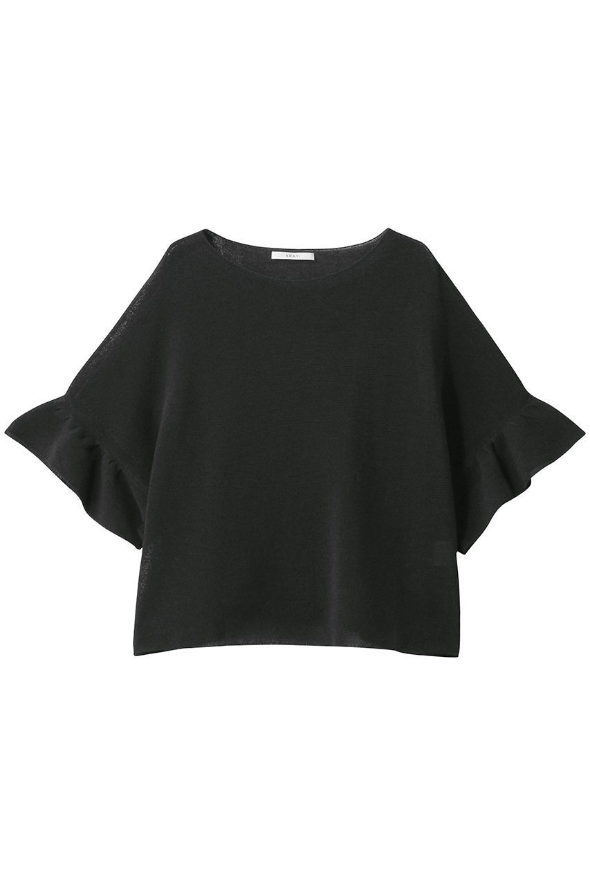 【アナイ/ANAYI】の和紙ガーターフリル袖プルオーバー インテリア・キッズ・メンズ・レディースファッション・服の通販 founy(ファニー) 　ファッション　Fashion　レディースファッション　Fashion for Women　トップス・カットソー　Cut & Sew Tops　ニット　Knit Tops & Sweaters　カジュアルプルオーバー・ニットトップス　Pullovers & Knit Tops / Casual Pullovers　ボリューム袖・フリルスリーブブラウス　Voluminous & Ruffle Sleeves / Puffy Sleeve Tops　2025年　2025　2025-2026秋冬・A/W　Autumn/Winter 2025–26 AW25–26　ギャザー　Gathered, Ruffled　フリル　Frill, Ruffle　ワイド　Wide, Wide Fit　A/W・秋冬　Autumn/Winter　ブラック|ID: prp329100004609951 ipo3291000000032977226