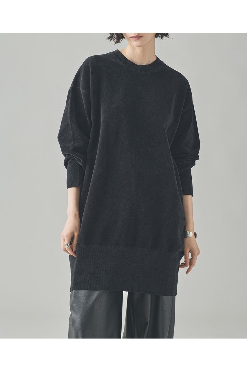 【カレンソロジー/Curensology】のニットベロアチュニック インテリア・キッズ・メンズ・レディースファッション・服の通販 founy(ファニー) 　ファッション　Fashion　レディースファッション　Fashion for Women　トップス・カットソー　Cut & Sew Tops　ニット　Knit Tops & Sweaters　カジュアルプルオーバー・ニットトップス　Pullovers & Knit Tops / Casual Pullovers　ベロアトップス　Velour Tops / Velvet-Look Items　おすすめ　Recommended / Our Picks　なめらか　Smooth, Silky Texture　ショート　Short, Short Length　ストレッチ　Stretch, Stretchy Fabric　チュニック　Tunic, Long Top　ベロア　Velour, Soft Velvet　リラックス　Relax, Relaxed Fit　ロング　Long, Long-Length　エレガント 上品　Elegant　新作・新入荷　New Arrivals / New In　ブラック|ID: prp329100004609953 ipo3291000000032977241