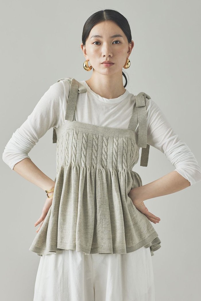 【カレンソロジー/Curensology】のウールリネンキャミニット インテリア・キッズ・メンズ・レディースファッション・服の通販 founy(ファニー) https://founy.com/ ファッション Fashion レディースファッション Fashion for Women トップス・カットソー Cut & Sew Tops ニット Knit Tops & Sweaters キャミソール&ノースリーブ Camisoles & Sleeveless Tops カジュアルプルオーバー・ニットトップス Pullovers & Knit Tops / Casual Pullovers カットソー Cut and Sewn Top ガーリー Girly, Feminine Style キャミソール Camisole, Spaghetti Strap Top ギャザー Gathered, Ruffled リネン Linen, Linen Fabric リボン Ribbon, Bow |ID: prp329100004609954 ipo3291000000036202676