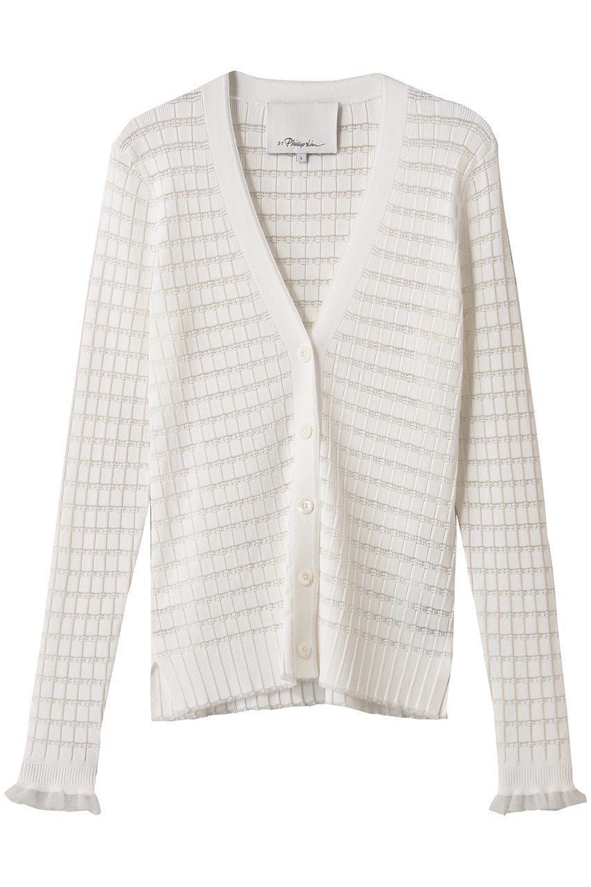 【スリーワン フィリップリム/3.1 Phillip Lim】のロングスリーブ Vネックカーディガン インテリア・キッズ・メンズ・レディースファッション・服の通販 founy(ファニー) 　ファッション　Fashion　レディースファッション　Fashion for Women　トップス・カットソー　Cut & Sew Tops　ニット　Knit Tops & Sweaters　カーディガン・羽織り　Layered Style Cardigans　Vネックトップス　V-Neck Tops / V-Cut Neckline Shirts　カーディガン　Cardigan, Knitwear　スリーブ　Sleeve, Long Sleeve / Short Sleeve　ロング　Long, Long-Length　羽織　Haori, Light Jacket　透かし　Cut-Out, Lacework　アイボリー|ID: prp329100004609955 ipo3291000000036867496