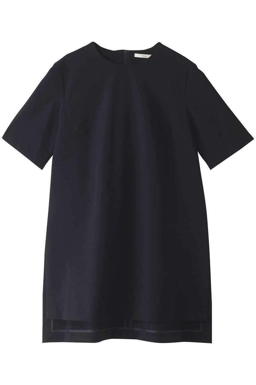 【ル フィル/LE PHIL】のハイストレッチポンチブラウス インテリア・キッズ・メンズ・レディースファッション・服の通販 founy(ファニー) 　ファッション　Fashion　レディースファッション　Fashion for Women　トップス・カットソー　Cut & Sew Tops　シャツ・ブラウス・オフィスカジュアル　Elegant Blouses & Button-Ups　ショート　Short, Short Length　シンプル　Simple, Minimal　ストレッチ　Stretch, Stretchy Fabric　スリット　Slit, Slit Detail　スリーブ　Sleeve, Long Sleeve / Short Sleeve　チュニック　Tunic, Long Top　半袖　Short Sleeve, Half Sleeve　ネイビー|ID: prp329100004609960 ipo3291000000032977317