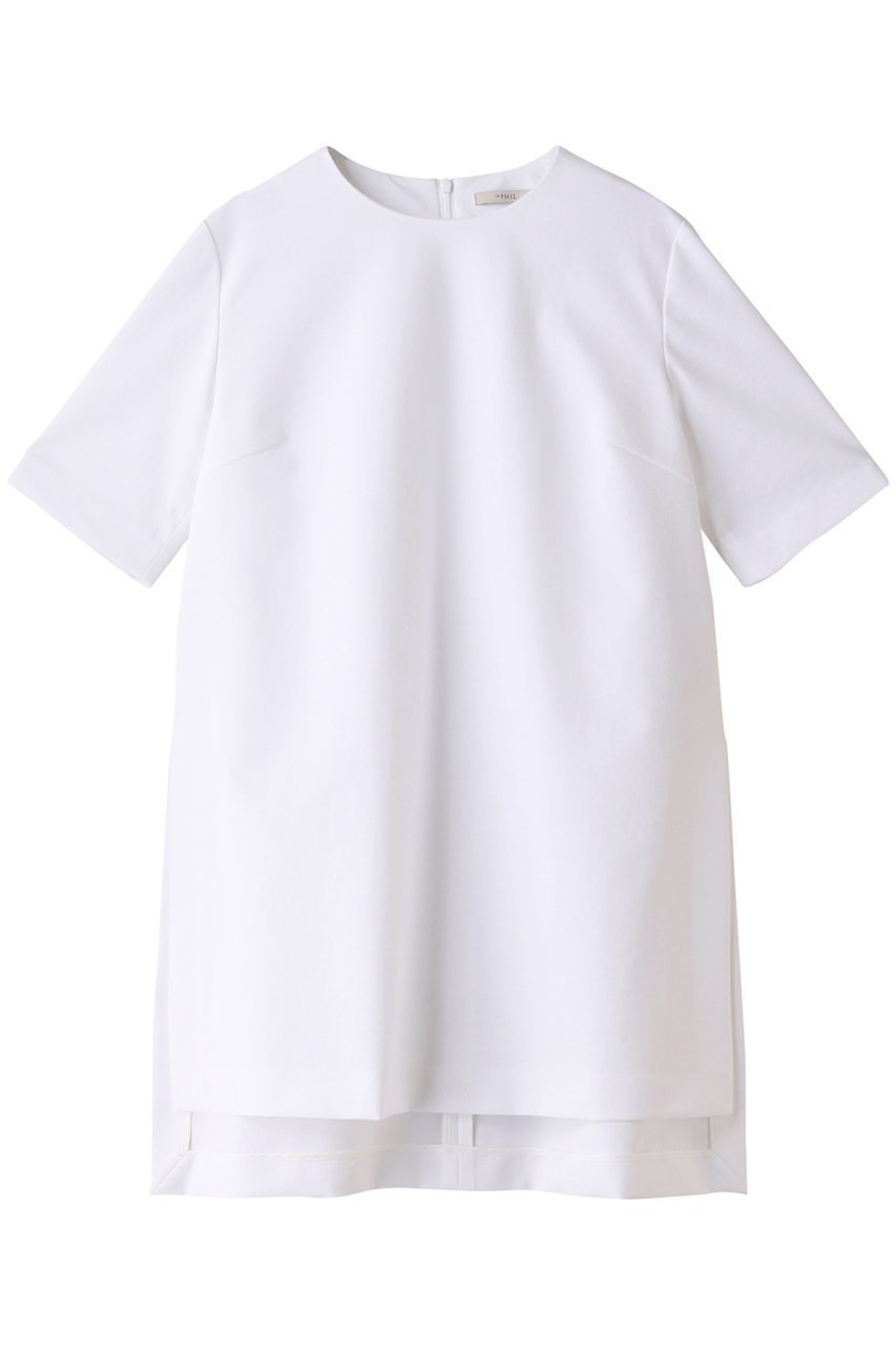 【ル フィル/LE PHIL】のハイストレッチポンチブラウス インテリア・キッズ・メンズ・レディースファッション・服の通販 founy(ファニー) 　ファッション　Fashion　レディースファッション　Fashion for Women　トップス・カットソー　Cut & Sew Tops　シャツ・ブラウス・オフィスカジュアル　Elegant Blouses & Button-Ups　ショート　Short, Short Length　シンプル　Simple, Minimal　ストレッチ　Stretch, Stretchy Fabric　スリット　Slit, Slit Detail　スリーブ　Sleeve, Long Sleeve / Short Sleeve　チュニック　Tunic, Long Top　半袖　Short Sleeve, Half Sleeve　ホワイト|ID: prp329100004609960 ipo3291000000032977318