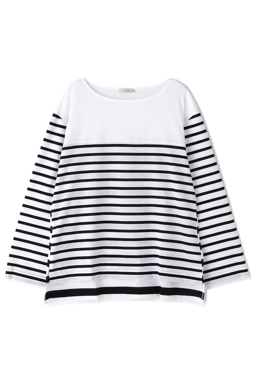 【ル フィル/LE PHIL】の《LE PHIL》スリットボーダーT 人気、トレンドファッション・服の通販 founy(ファニー) 　ファッション　Fashion　レディースファッション　Fashion for Women　トップス・カットソー　Cut & Sew Tops　シャツ・ブラウス・オフィスカジュアル　Elegant Blouses & Button-Ups　ロングTシャツ・Tシャツ　Longline T-Shirts & Tees　カットソー・ベーシックTシャツ　Cut-and-Sewn Tops / Stretch Tees & Basics　カットソー　Cut and Sewn Top　ショルダー　Shoulder, Shoulder Strap　シルケット　Silket, Silky Cotton　スタンダード　Standard, Basic　スリット　Slit, Slit Detail　スリーブ　Sleeve, Long Sleeve / Short Sleeve　ドロップ　Drop Shoulder, Dropped Style　ボーダー　Border, Stripe　ロング　Long, Long-Length　無地　Plain, Solid Color　other-2|ID: prp329100004610654 ipo3291000000032989428