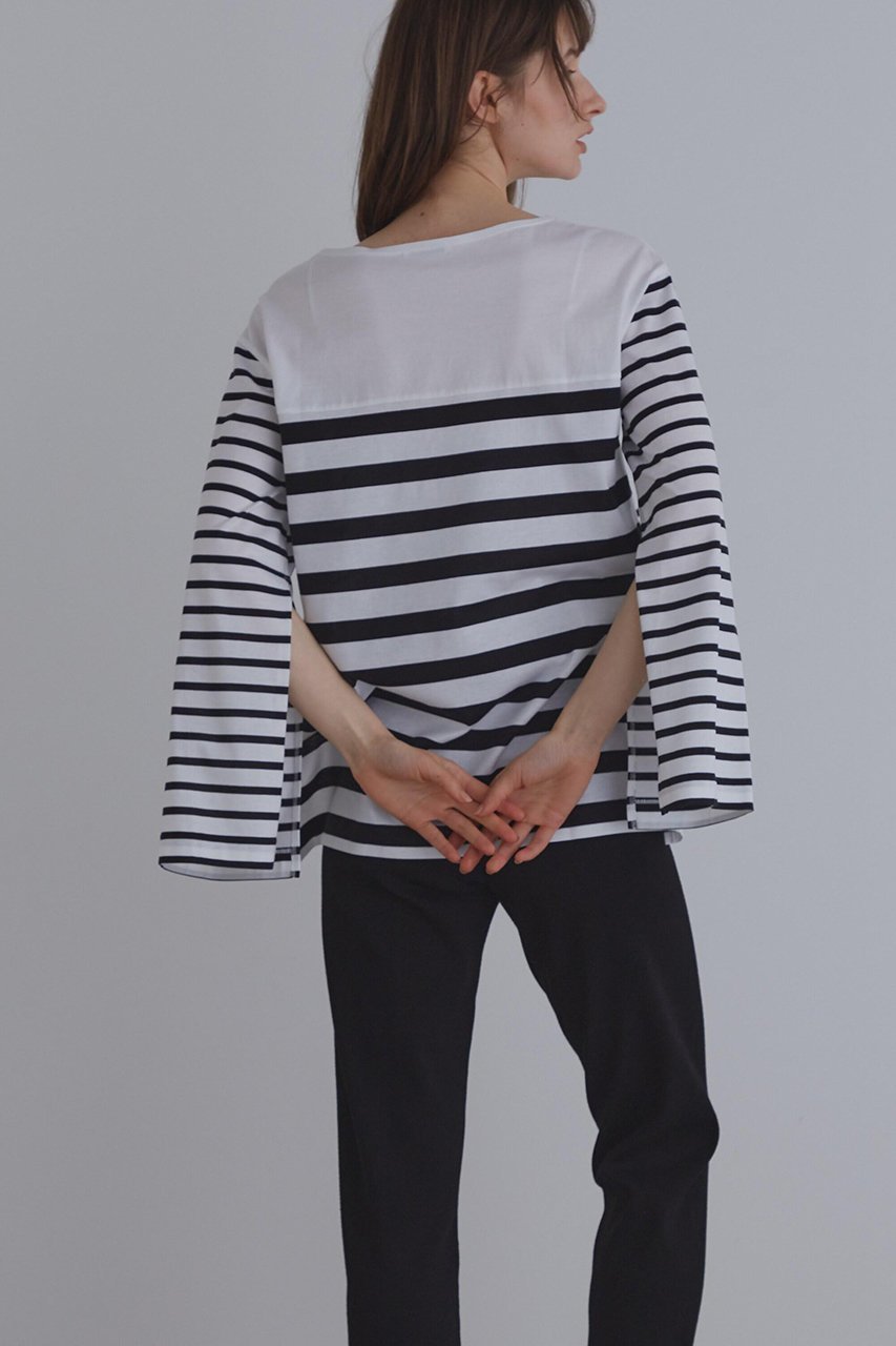 【ル フィル/LE PHIL】の《LE PHIL》スリットボーダーT 人気、トレンドファッション・服の通販 founy(ファニー) 　ファッション　Fashion　レディースファッション　Fashion for Women　トップス・カットソー　Cut & Sew Tops　シャツ・ブラウス・オフィスカジュアル　Elegant Blouses & Button-Ups　ロングTシャツ・Tシャツ　Longline T-Shirts & Tees　カットソー・ベーシックTシャツ　Cut-and-Sewn Tops / Stretch Tees & Basics　カットソー　Cut and Sewn Top　ショルダー　Shoulder, Shoulder Strap　シルケット　Silket, Silky Cotton　スタンダード　Standard, Basic　スリット　Slit, Slit Detail　スリーブ　Sleeve, Long Sleeve / Short Sleeve　ドロップ　Drop Shoulder, Dropped Style　ボーダー　Border, Stripe　ロング　Long, Long-Length　無地　Plain, Solid Color　other-4|ID: prp329100004610654 ipo3291000000032989430