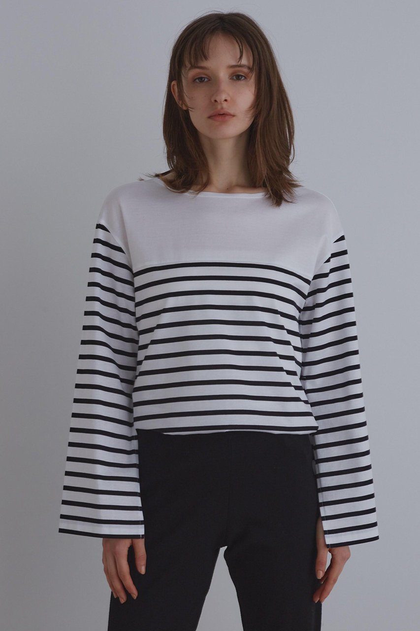 【ル フィル/LE PHIL】の《LE PHIL》スリットボーダーT 人気、トレンドファッション・服の通販 founy(ファニー) 　ファッション　Fashion　レディースファッション　Fashion for Women　トップス・カットソー　Cut & Sew Tops　シャツ・ブラウス・オフィスカジュアル　Elegant Blouses & Button-Ups　ロングTシャツ・Tシャツ　Longline T-Shirts & Tees　カットソー・ベーシックTシャツ　Cut-and-Sewn Tops / Stretch Tees & Basics　カットソー　Cut and Sewn Top　ショルダー　Shoulder, Shoulder Strap　シルケット　Silket, Silky Cotton　スタンダード　Standard, Basic　スリット　Slit, Slit Detail　スリーブ　Sleeve, Long Sleeve / Short Sleeve　ドロップ　Drop Shoulder, Dropped Style　ボーダー　Border, Stripe　ロング　Long, Long-Length　無地　Plain, Solid Color　other-5|ID: prp329100004610654 ipo3291000000032989431