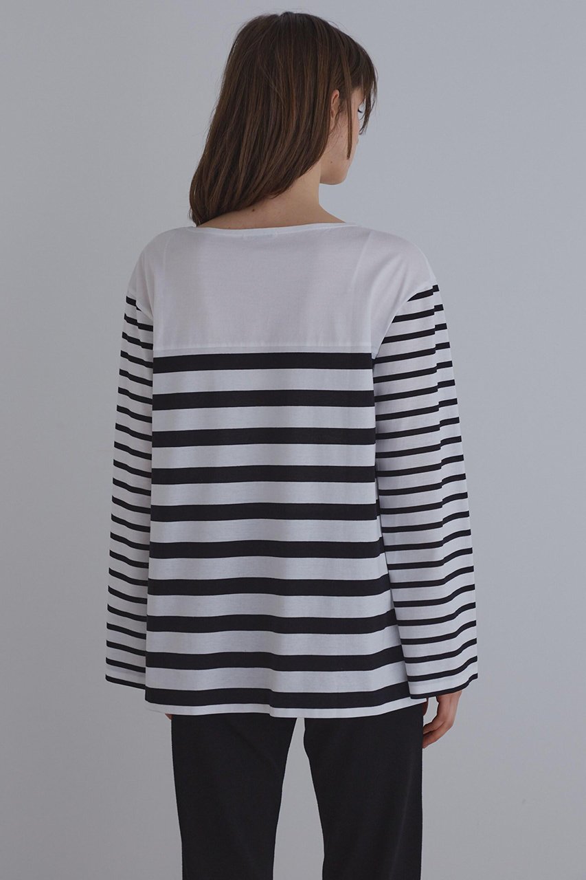 【ル フィル/LE PHIL】の《LE PHIL》スリットボーダーT 人気、トレンドファッション・服の通販 founy(ファニー) 　ファッション　Fashion　レディースファッション　Fashion for Women　トップス・カットソー　Cut & Sew Tops　シャツ・ブラウス・オフィスカジュアル　Elegant Blouses & Button-Ups　ロングTシャツ・Tシャツ　Longline T-Shirts & Tees　カットソー・ベーシックTシャツ　Cut-and-Sewn Tops / Stretch Tees & Basics　カットソー　Cut and Sewn Top　ショルダー　Shoulder, Shoulder Strap　シルケット　Silket, Silky Cotton　スタンダード　Standard, Basic　スリット　Slit, Slit Detail　スリーブ　Sleeve, Long Sleeve / Short Sleeve　ドロップ　Drop Shoulder, Dropped Style　ボーダー　Border, Stripe　ロング　Long, Long-Length　無地　Plain, Solid Color　other-7|ID: prp329100004610654 ipo3291000000032989433