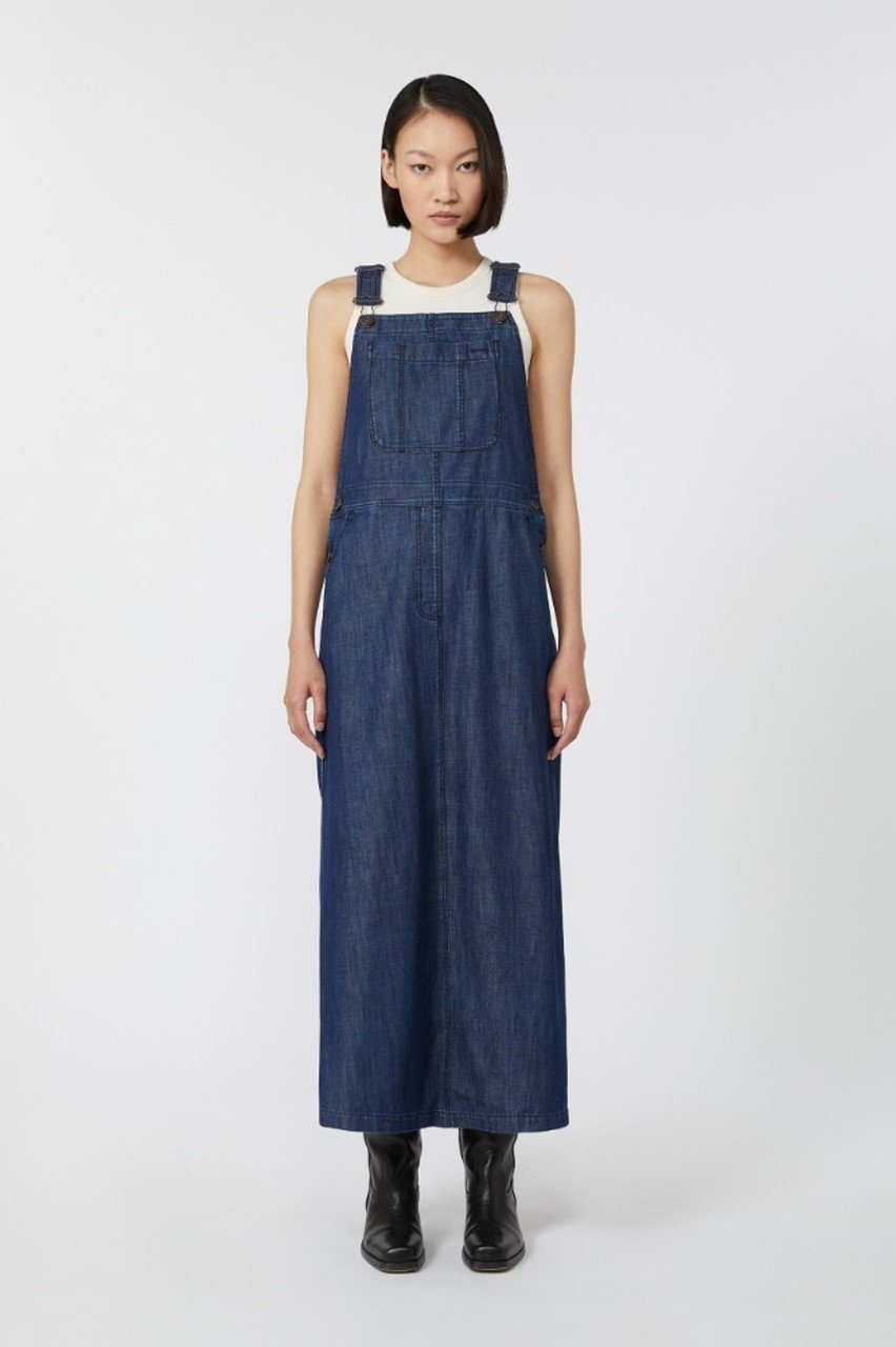 【マックスマーラ/Max Mara】の【Weekend Max Mara】KISS デニムドレス 人気、トレンドファッション・服の通販 founy(ファニー) 　ファッション　Fashion　レディースファッション　Fashion for Women　ワンピース　Dresses　フォーマル・パーティードレス・結婚式用ドレス　Elegant & Casual Dresses　チュニック　Tunic Tops & Dresses　ギャザー　Gathered, Ruffled　サスペンダー　Suspenders, Braces　チュニック　Tunic, Long Top　デニム　Denim, Jeans Material　ドレス　Dress, One-Piece　パッチ　Patch, Appliqué　フレア　Flare, Flared　ポケット　Pocket, Pocket Detail　ロング　Long, Long-Length　other-8|ID: prp329100004610657 ipo3291000000036225404