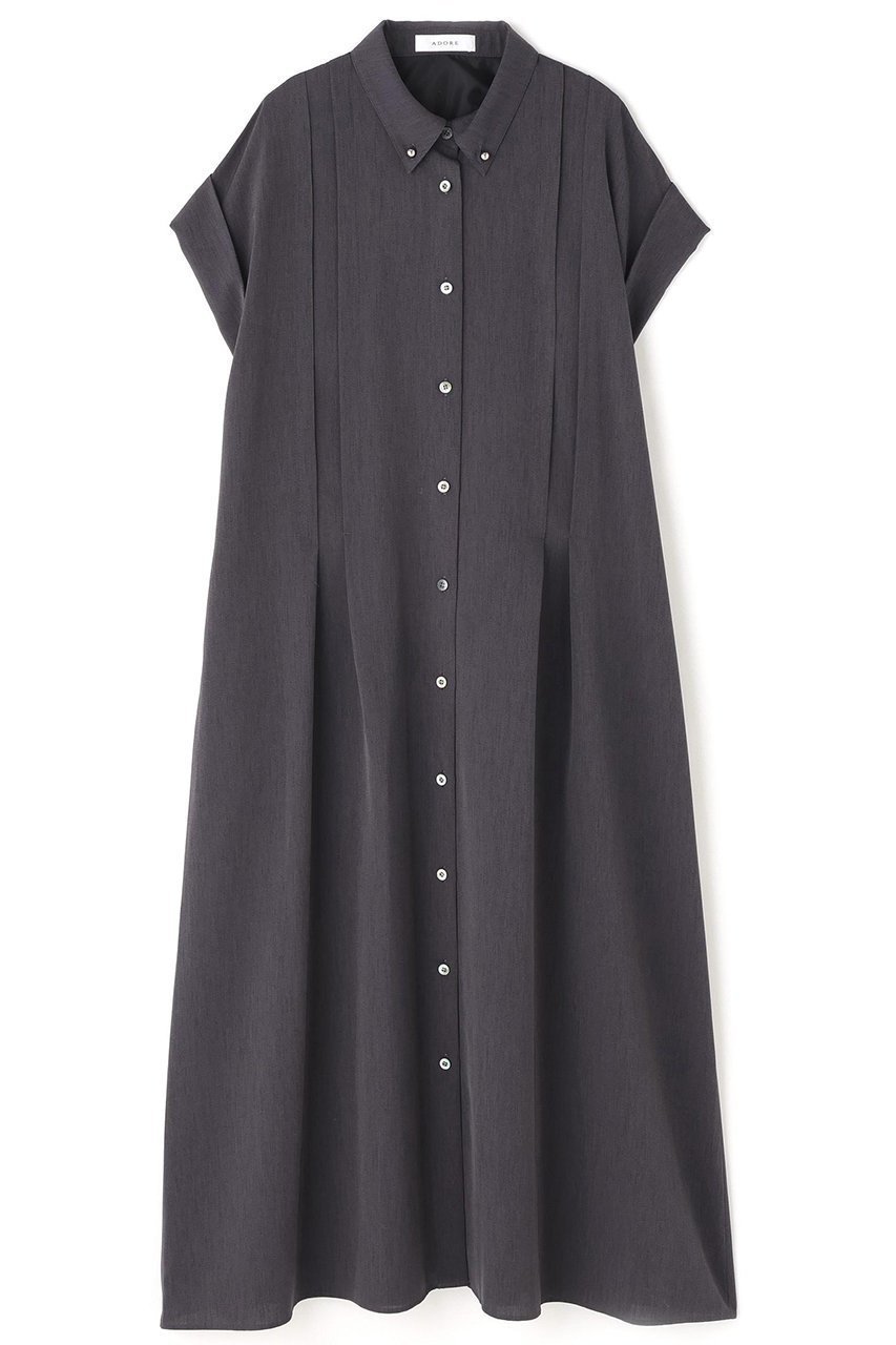 【アドーア/ADORE】のドライタッチツイルワンピース インテリア・キッズ・メンズ・レディースファッション・服の通販 founy(ファニー) 　ファッション　Fashion　レディースファッション　Fashion for Women　ワンピース　Dresses　チュニック　Tunic Tops & Dresses　スリーブ　Sleeve, Long Sleeve / Short Sleeve　ダウン　Down, Puffer　チュニック　Tunic, Long Top　ツイル　Twist, Twisted Detail　ドレス　Dress, One-Piece　ドレープ　Drape, Draping Fabric　ハーフ　Half, Half-Length　フレア　Flare, Flared　メタル　Metal, Metal Parts　ロング　Long, Long-Length　エレガント 上品　Elegant　グレー|ID: prp329100004610662 ipo3291000000033450914