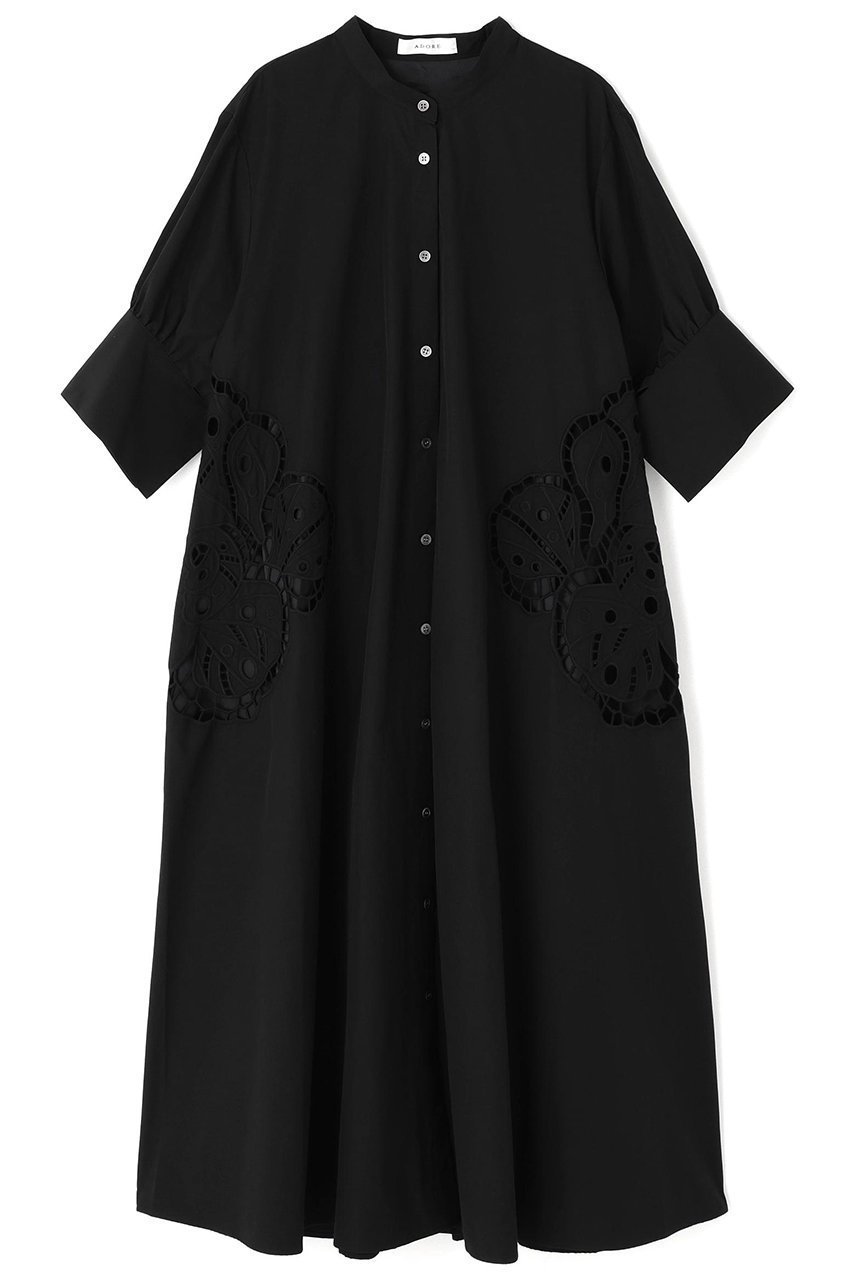 【アドーア/ADORE】のシェルカットワークワンピース インテリア・キッズ・メンズ・レディースファッション・服の通販 founy(ファニー) 　ファッション　Fashion　レディースファッション　Fashion for Women　ワンピース　Dresses　チュニック　Tunic Tops & Dresses　カフス　Cuff Design　スリット　Slit, Slit Detail　タフタ　Taffeta, Structured Fabric　チュニック　Tunic, Long Top　ドレス　Dress, One-Piece　バランス　Balance, Style Balance　フェミニン　Feminine, Girly　モチーフ　Motif, Design Theme　ロング　Long, Long-Length　ワーク　Workwear, Utility Style　ブラック|ID: prp329100004610663 ipo3291000000033450915