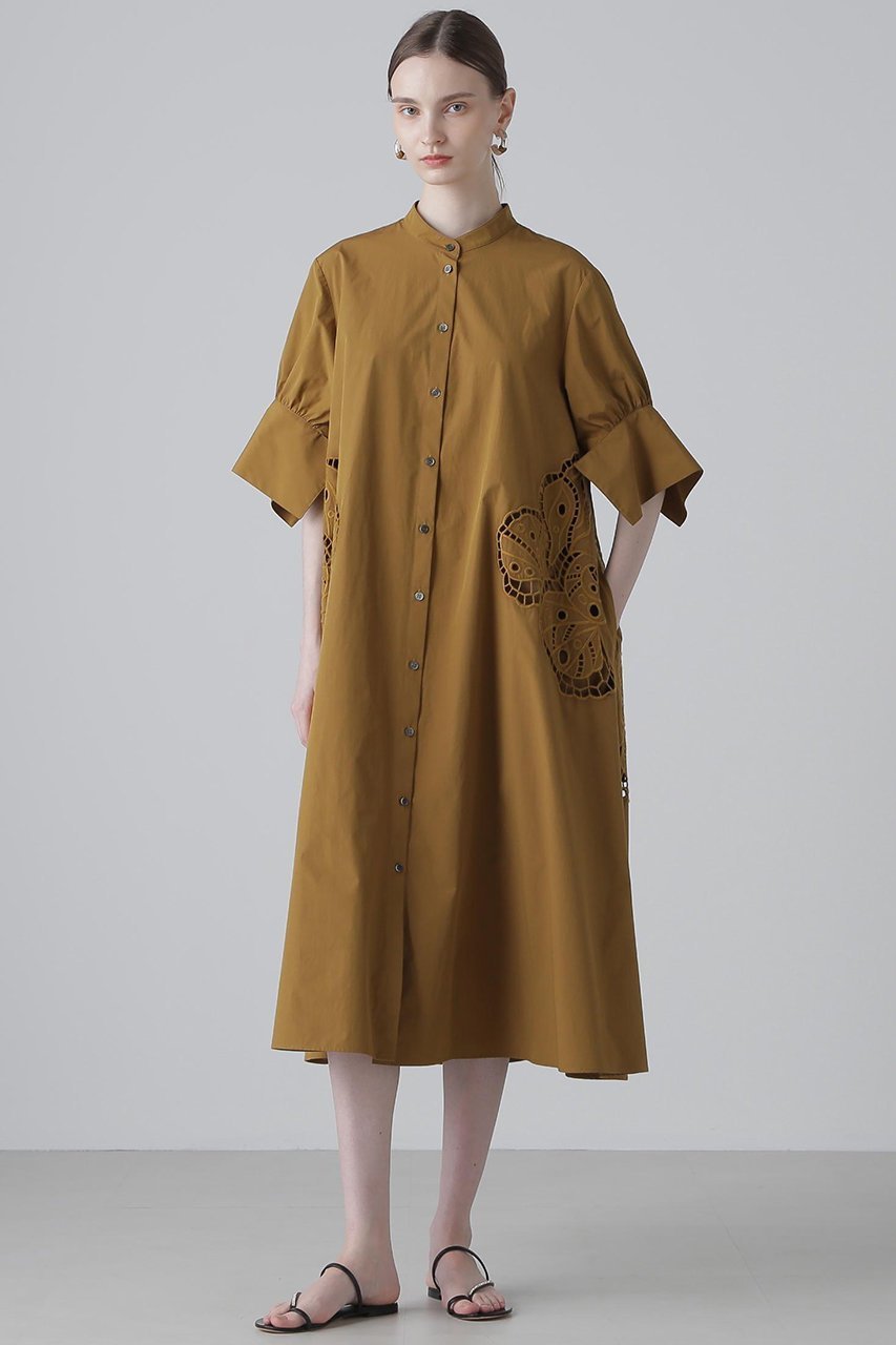 【アドーア/ADORE】のシェルカットワークワンピース 人気、トレンドファッション・服の通販 founy(ファニー) 　ファッション　Fashion　レディースファッション　Fashion for Women　ワンピース　Dresses　チュニック　Tunic Tops & Dresses　カフス　Cuff Design　スリット　Slit, Slit Detail　タフタ　Taffeta, Structured Fabric　チュニック　Tunic, Long Top　ドレス　Dress, One-Piece　バランス　Balance, Style Balance　フェミニン　Feminine, Girly　モチーフ　Motif, Design Theme　ロング　Long, Long-Length　ワーク　Workwear, Utility Style　other-2|ID: prp329100004610663 ipo3291000000035374087