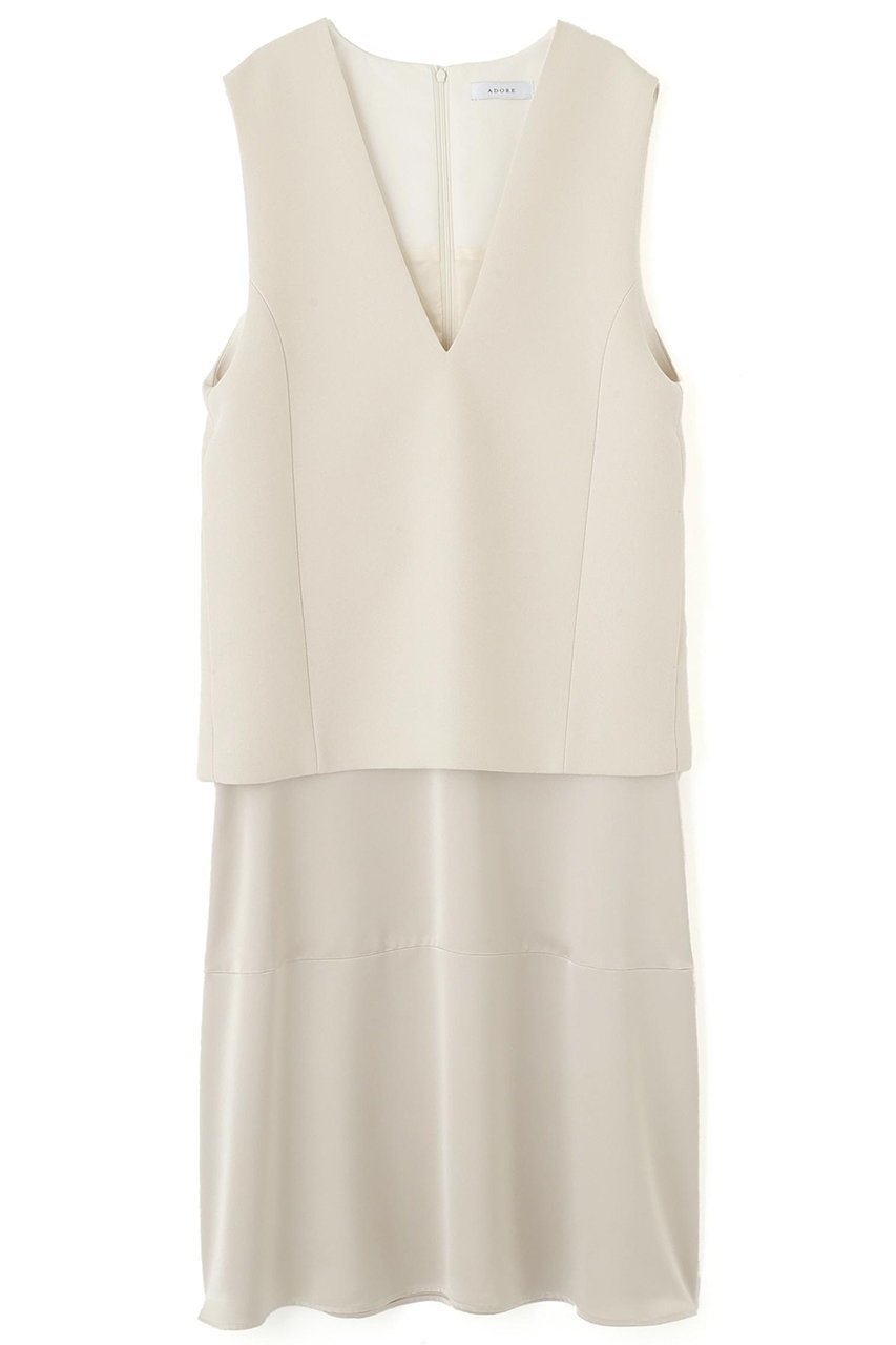 【アドーア/ADORE】のカルゼスポンジボンディングワンピース インテリア・キッズ・メンズ・レディースファッション・服の通販 founy(ファニー) 　ファッション　Fashion　レディースファッション　Fashion for Women　ワンピース　Dresses　チュニック　Tunic Tops & Dresses　インナー　Innerwear　サテン　Satin, Glossy Fabric　チュニック　Tunic, Long Top　ツイル　Twist, Twisted Detail　ドレープ　Drape, Draping Fabric　フォルム　Silhouette, Form　ボンディング　Bonding, Bonded Fabric　メランジ　Melange, Mixed Yarn　ベージュ|ID: prp329100004610666 ipo3291000000034695131