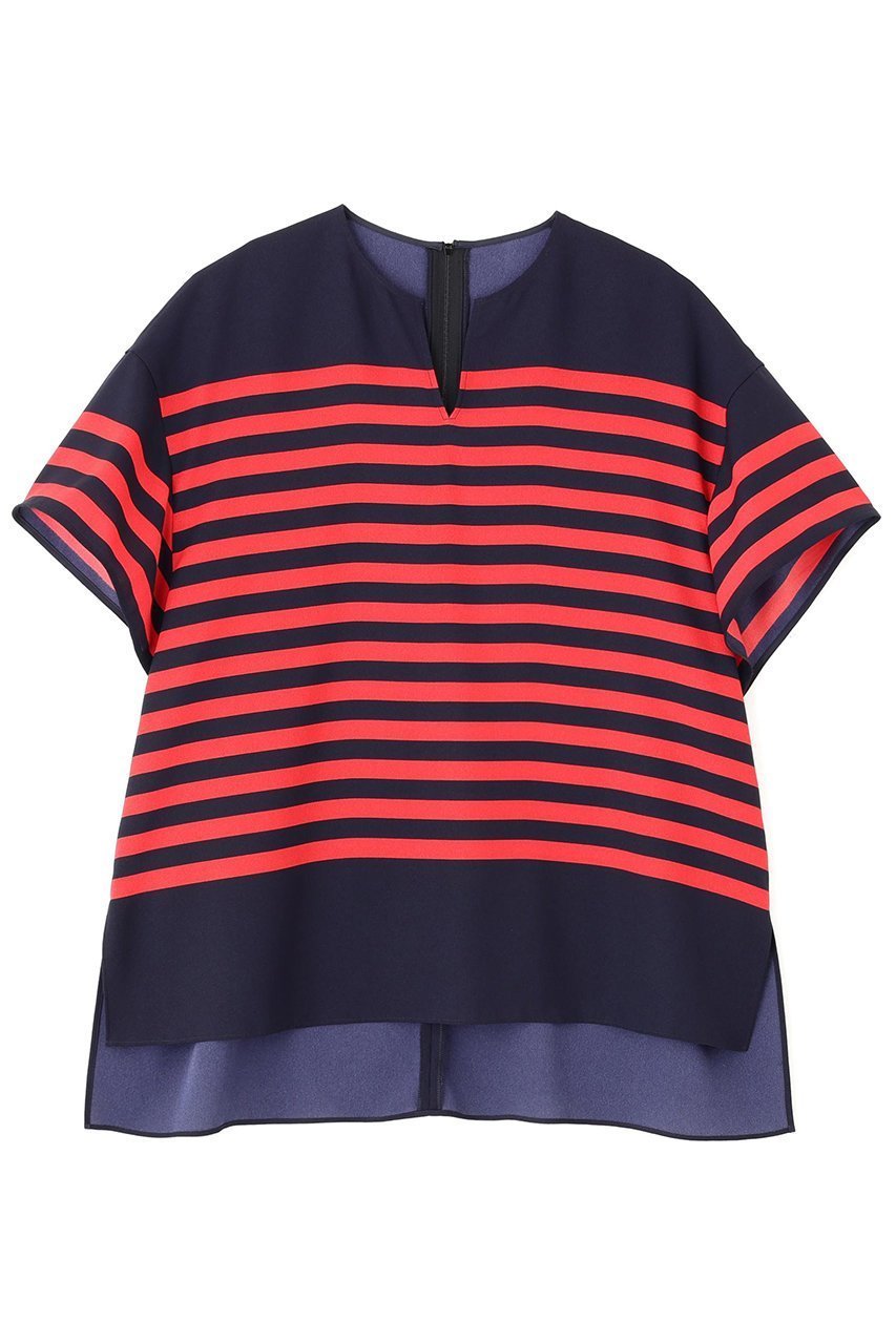 【アドーア/ADORE】のボーダープリントブラウス インテリア・キッズ・メンズ・レディースファッション・服の通販 founy(ファニー) 　ファッション　Fashion　レディースファッション　Fashion for Women　トップス・カットソー　Cut & Sew Tops　シャツ・ブラウス・オフィスカジュアル　Elegant Blouses & Button-Ups　ショート　Short, Short Length　シルク　Silk, 100% Silk　ジョーゼット　Georgette, Semi-Sheer Fabric　スリーブ　Sleeve, Long Sleeve / Short Sleeve　ハンド　Hand, Handmade　プリント　Print, Printed Pattern　ボーダー　Border, Stripe　モチーフ　Motif, Design Theme　エレガント 上品　Elegant　新作・新入荷　New Arrivals / New In　ネイビー|ID: prp329100004610674 ipo3291000000032989584