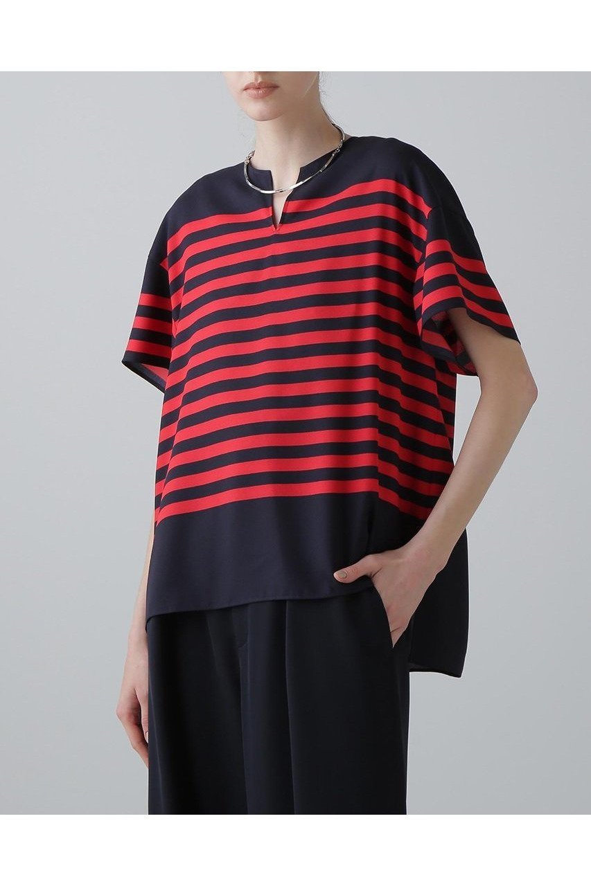 【アドーア/ADORE】のボーダープリントブラウス 人気、トレンドファッション・服の通販 founy(ファニー) 　ファッション　Fashion　レディースファッション　Fashion for Women　トップス・カットソー　Cut & Sew Tops　シャツ・ブラウス・オフィスカジュアル　Elegant Blouses & Button-Ups　ショート　Short, Short Length　シルク　Silk, 100% Silk　ジョーゼット　Georgette, Semi-Sheer Fabric　スリーブ　Sleeve, Long Sleeve / Short Sleeve　ハンド　Hand, Handmade　プリント　Print, Printed Pattern　ボーダー　Border, Stripe　モチーフ　Motif, Design Theme　エレガント 上品　Elegant　新作・新入荷　New Arrivals / New In　other-2|ID: prp329100004610674 ipo3291000000032989585