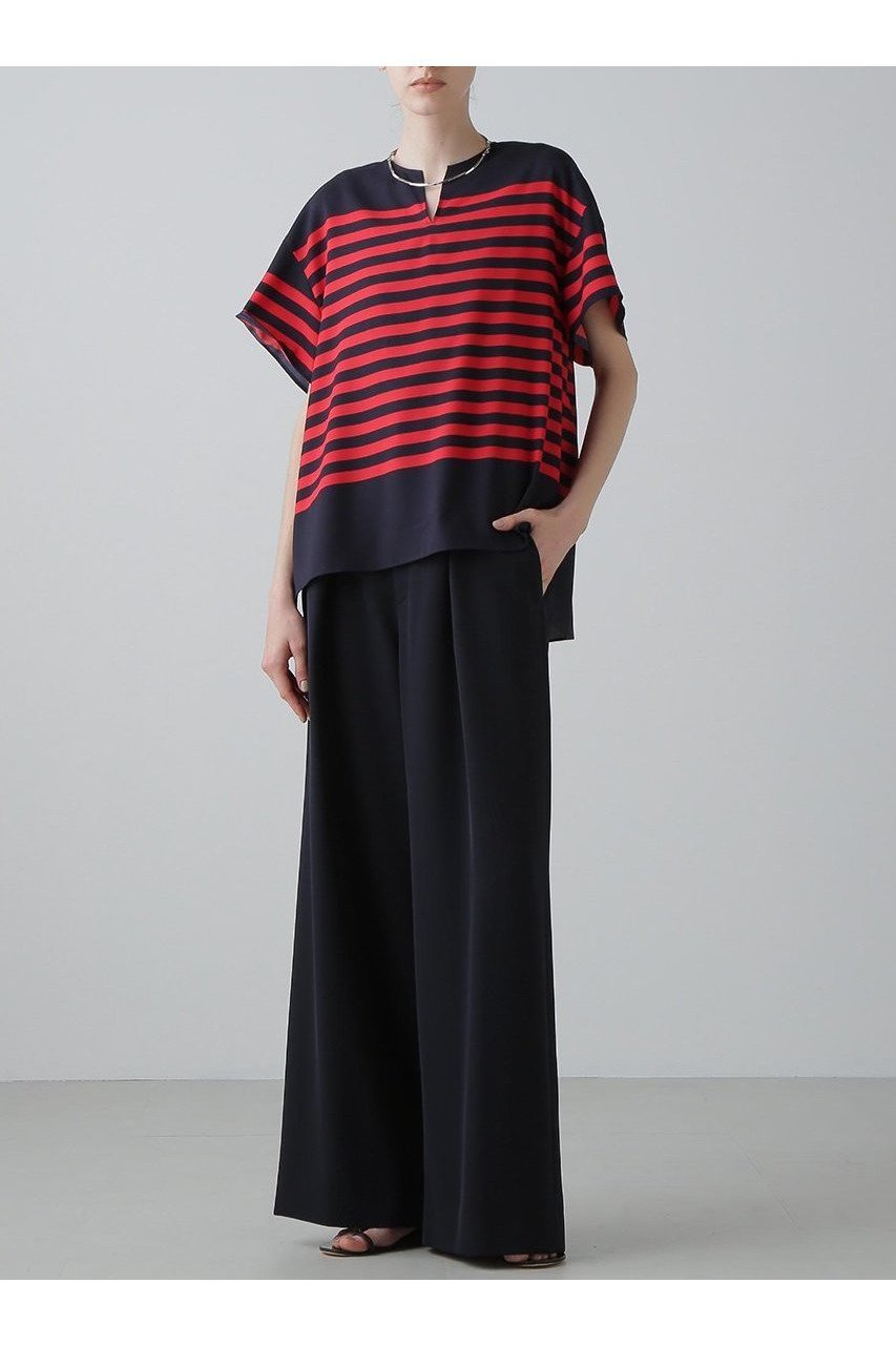 【アドーア/ADORE】のボーダープリントブラウス 人気、トレンドファッション・服の通販 founy(ファニー) 　ファッション　Fashion　レディースファッション　Fashion for Women　トップス・カットソー　Cut & Sew Tops　シャツ・ブラウス・オフィスカジュアル　Elegant Blouses & Button-Ups　ショート　Short, Short Length　シルク　Silk, 100% Silk　ジョーゼット　Georgette, Semi-Sheer Fabric　スリーブ　Sleeve, Long Sleeve / Short Sleeve　ハンド　Hand, Handmade　プリント　Print, Printed Pattern　ボーダー　Border, Stripe　モチーフ　Motif, Design Theme　エレガント 上品　Elegant　新作・新入荷　New Arrivals / New In　other-3|ID: prp329100004610674 ipo3291000000032989586