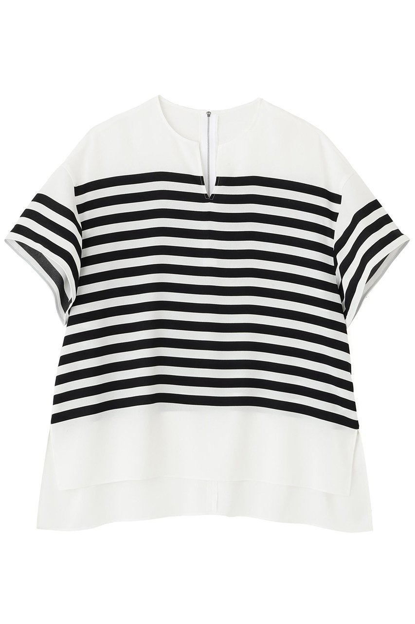 【アドーア/ADORE】のボーダープリントブラウス インテリア・キッズ・メンズ・レディースファッション・服の通販 founy(ファニー) ファッション Fashion レディースファッション Fashion for Women トップス・カットソー Cut & Sew Tops シャツ・ブラウス・オフィスカジュアル Elegant Blouses & Button-Ups ショート Short, Short Length シルク Silk, 100% Silk ジョーゼット Georgette, Semi-Sheer Fabric スリーブ Sleeve, Long Sleeve / Short Sleeve ハンド Hand, Handmade プリント Print, Printed Pattern ボーダー Border, Stripe モチーフ Motif, Design Theme エレガント 上品 Elegant ホワイト|ID: prp329100004610674 ipo3291000000035354002