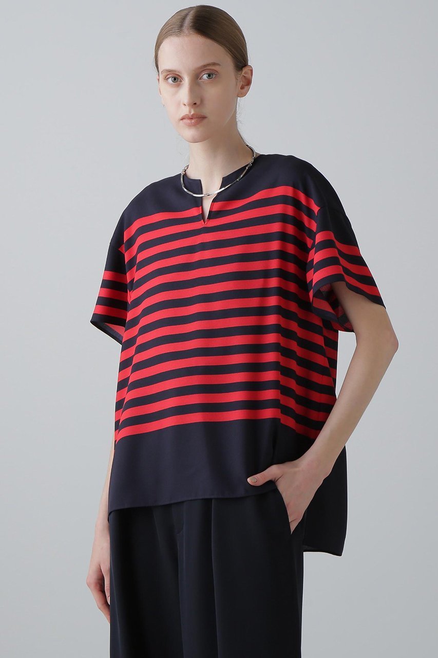 【アドーア/ADORE】のボーダープリントブラウス 人気、トレンドファッション・服の通販 founy(ファニー) ファッション Fashion レディースファッション Fashion for Women トップス・カットソー Cut & Sew Tops シャツ・ブラウス・オフィスカジュアル Elegant Blouses & Button-Ups ショート Short, Short Length シルク Silk, 100% Silk ジョーゼット Georgette, Semi-Sheer Fabric スリーブ Sleeve, Long Sleeve / Short Sleeve ハンド Hand, Handmade プリント Print, Printed Pattern ボーダー Border, Stripe モチーフ Motif, Design Theme エレガント 上品 Elegant other-2|ID: prp329100004610674 ipo3291000000035354005