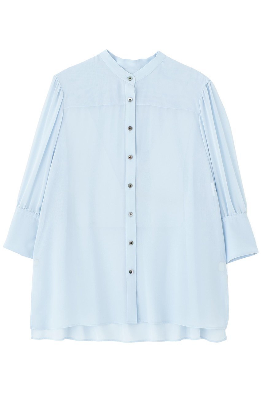 【アドーア/ADORE】のソフトシフォンジョーゼットブラウス インテリア・キッズ・メンズ・レディースファッション・服の通販 founy(ファニー) 　ファッション　Fashion　レディースファッション　Fashion for Women　トップス・カットソー　Cut & Sew Tops　シャツ・ブラウス・オフィスカジュアル　Elegant Blouses & Button-Ups　インナー　Innerwear　ギャザー　Gathered, Ruffled　シフォン　Chiffon, Lightweight Fabric　ショート　Short, Short Length　シンプル　Simple, Minimal　スリーブ　Sleeve, Long Sleeve / Short Sleeve　ドレープ　Drape, Draping Fabric　新作・新入荷　New Arrivals / New In　ブルー|ID: prp329100004610675 ipo3291000000032989590