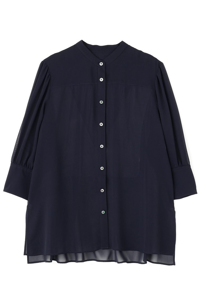 【アドーア/ADORE】のソフトシフォンジョーゼットブラウス インテリア・キッズ・メンズ・レディースファッション・服の通販 founy(ファニー) 　ファッション　Fashion　レディースファッション　Fashion for Women　トップス・カットソー　Cut & Sew Tops　シャツ・ブラウス・オフィスカジュアル　Elegant Blouses & Button-Ups　インナー　Innerwear　ギャザー　Gathered, Ruffled　シフォン　Chiffon, Lightweight Fabric　ショート　Short, Short Length　シンプル　Simple, Minimal　スリーブ　Sleeve, Long Sleeve / Short Sleeve　ドレープ　Drape, Draping Fabric　新作・新入荷　New Arrivals / New In　ネイビー|ID: prp329100004610675 ipo3291000000032989591