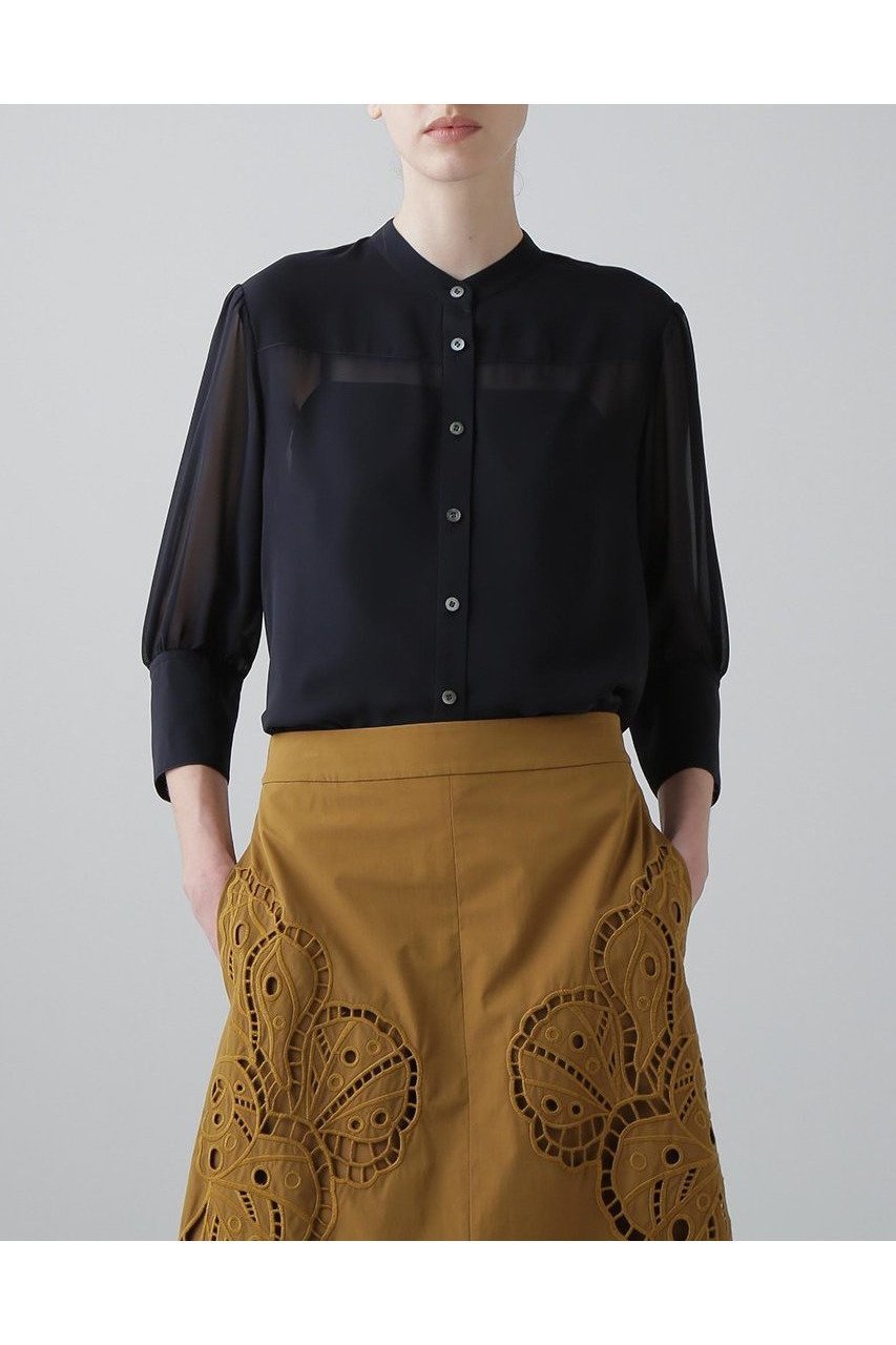 【アドーア/ADORE】のソフトシフォンジョーゼットブラウス 人気、トレンドファッション・服の通販 founy(ファニー) 　ファッション　Fashion　レディースファッション　Fashion for Women　トップス・カットソー　Cut & Sew Tops　シャツ・ブラウス・オフィスカジュアル　Elegant Blouses & Button-Ups　インナー　Innerwear　ギャザー　Gathered, Ruffled　シフォン　Chiffon, Lightweight Fabric　ショート　Short, Short Length　シンプル　Simple, Minimal　スリーブ　Sleeve, Long Sleeve / Short Sleeve　ドレープ　Drape, Draping Fabric　新作・新入荷　New Arrivals / New In　other-2|ID: prp329100004610675 ipo3291000000032989592