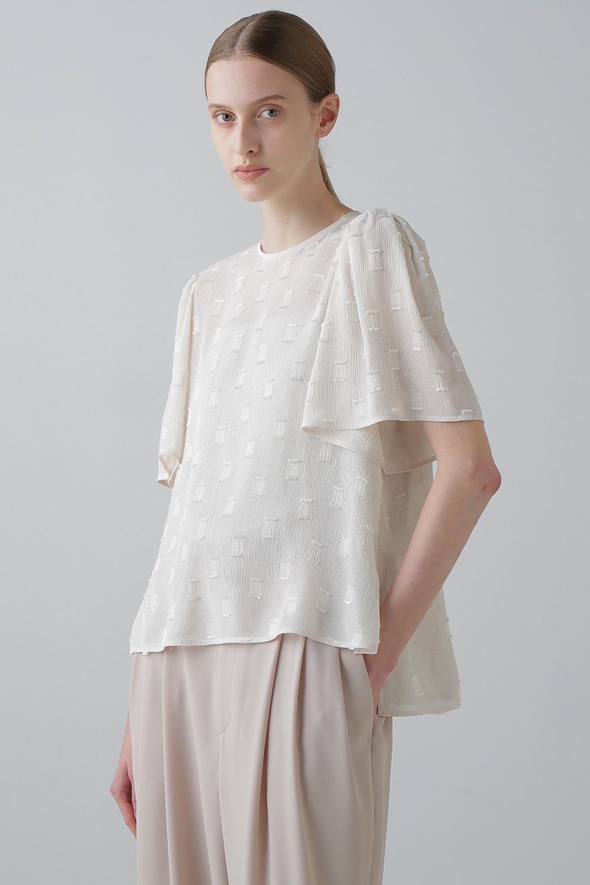 【アドーア/ADORE】のフィネストラジャガードブラウス 人気、トレンドファッション・服の通販 founy(ファニー) 　ファッション　Fashion　レディースファッション　Fashion for Women　トップス・カットソー　Cut & Sew Tops　シャツ・ブラウス・オフィスカジュアル　Elegant Blouses & Button-Ups　おすすめ　Recommended / Our Picks　ショート　Short, Short Length　ジャカード／ジャガード　Jacquard, Woven Pattern　スクエア　Square, Square Shape　スリーブ　Sleeve, Long Sleeve / Short Sleeve　セットアップ　Set-Up, Coordinated Outfit　モチーフ　Motif, Design Theme　エレガント 上品　Elegant　other-2|ID: prp329100004610676 ipo3291000000034990485