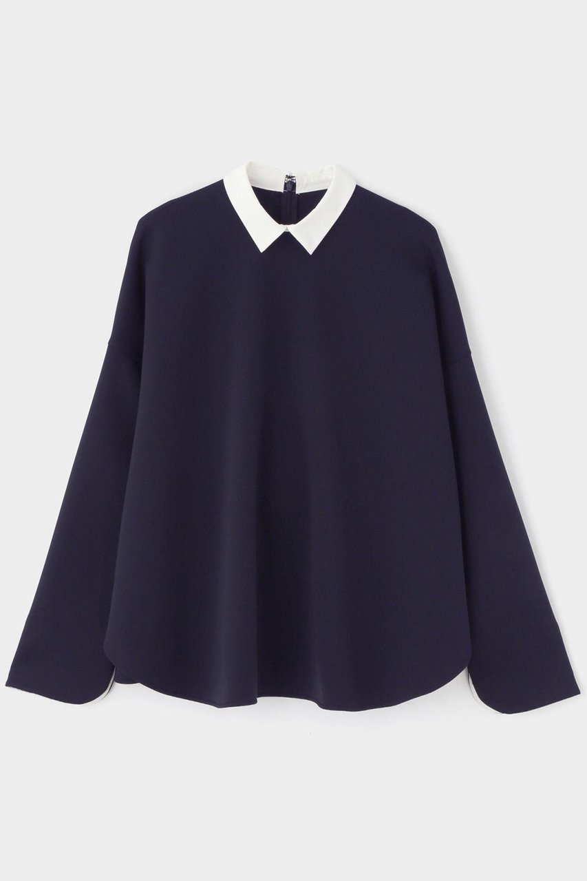 【ル フィル/LE PHIL】のスキューバーダンボールブラウス インテリア・キッズ・メンズ・レディースファッション・服の通販 founy(ファニー) 　ファッション　Fashion　レディースファッション　Fashion for Women　トップス・カットソー　Cut & Sew Tops　シャツ・ブラウス・オフィスカジュアル　Elegant Blouses & Button-Ups　カフス　Cuff Design　サークル　Circle, Round Design　スリーブ　Sleeve, Long Sleeve / Short Sleeve　ドレープ　Drape, Draping Fabric　パターン　Pattern, Design Print　フォルム　Silhouette, Form　ロング　Long, Long-Length　エレガント 上品　Elegant　ネイビー|ID: prp329100004610677 ipo3291000000032989607