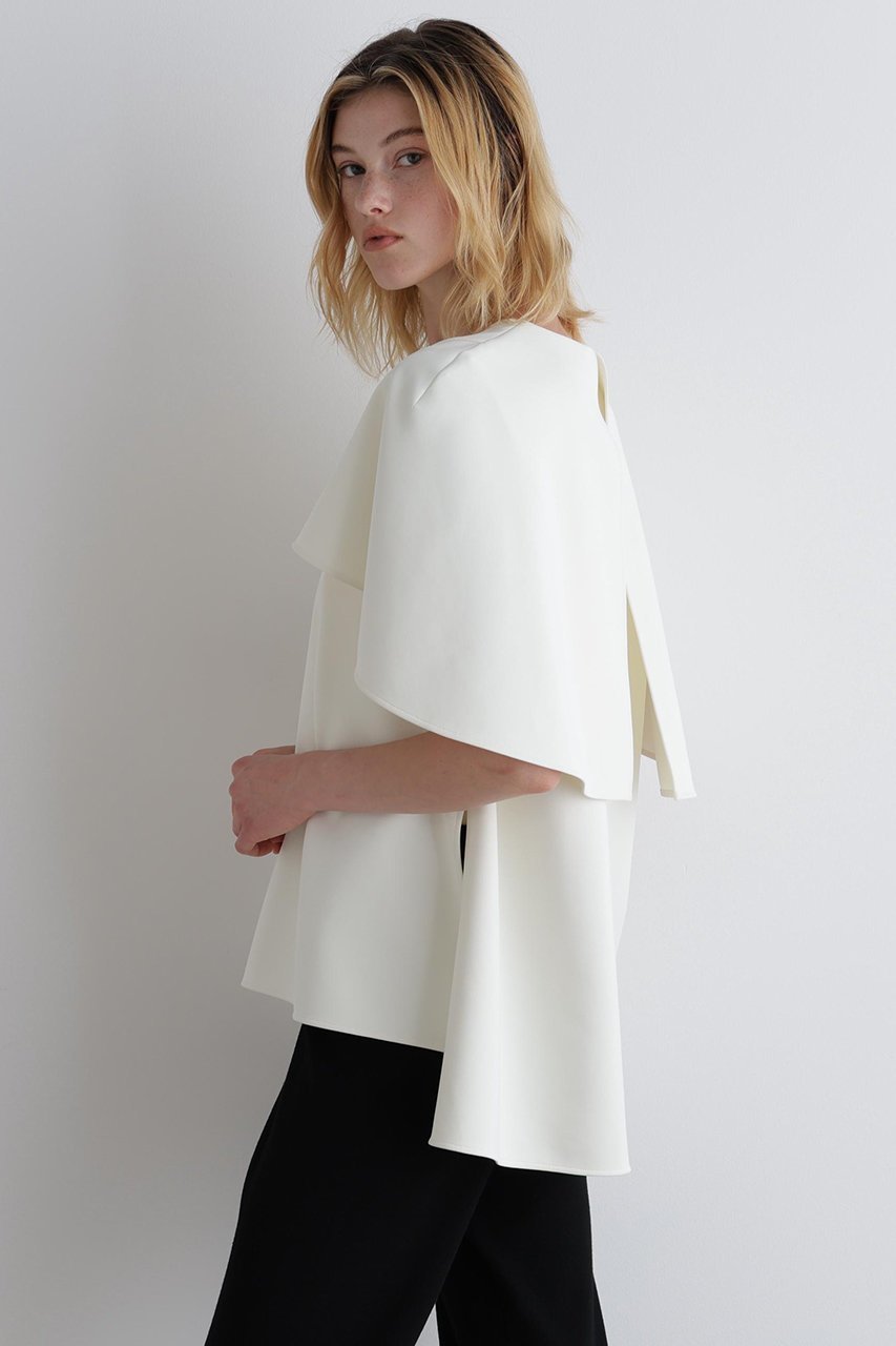【ル フィル/LE PHIL】のライトダンボールケープブラウス 人気、トレンドファッション・服の通販 founy(ファニー) 　ファッション　Fashion　レディースファッション　Fashion for Women　トップス・カットソー　Cut & Sew Tops　シャツ・ブラウス・オフィスカジュアル　Elegant Blouses & Button-Ups　おすすめ　Recommended / Our Picks　ショート　Short, Short Length　ストレッチ　Stretch, Stretchy Fabric　スリット　Slit, Slit Detail　スリーブ　Sleeve, Long Sleeve / Short Sleeve　ノースリーブ　Sleeveless, No-Sleeve　再入荷　Restock / Back in Stock　other-4|ID: prp329100004610678 ipo3291000000036162707