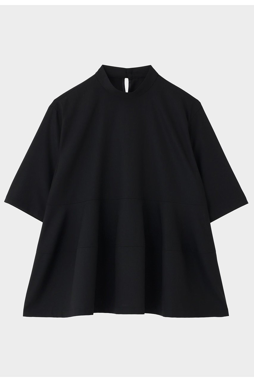 【ル フィル/LE PHIL】のドライウールハーフスリーブブラウス インテリア・キッズ・メンズ・レディースファッション・服の通販 founy(ファニー) 　ファッション　Fashion　レディースファッション　Fashion for Women　トップス・カットソー　Cut & Sew Tops　シャツ・ブラウス・オフィスカジュアル　Elegant Blouses & Button-Ups　おすすめ　Recommended / Our Picks　ショート　Short, Short Length　シンプル　Simple, Minimal　スタンド　Stand Collar, Upright Stand　スリーブ　Sleeve, Long Sleeve / Short Sleeve　セットアップ　Set-Up, Coordinated Outfit　フェミニン　Feminine, Girly　フレア　Flare, Flared　リボン　Ribbon, Bow　ワイド　Wide, Wide Fit　半袖　Short Sleeve, Half Sleeve　夏　Summer　新作・新入荷　New Arrivals / New In　ブラック|ID: prp329100004610679 ipo3291000000032989621