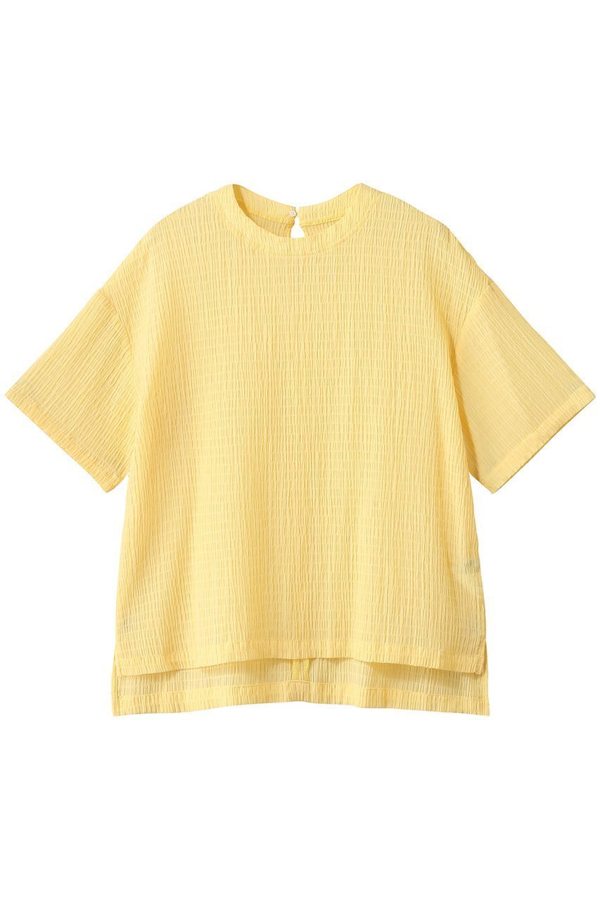 【エリオポール/heliopole】のシアーサッカーTEE ブラウス インテリア・キッズ・メンズ・レディースファッション・服の通販 founy(ファニー) 　ファッション　Fashion　レディースファッション　Fashion for Women　トップス・カットソー　Cut & Sew Tops　シャツ・ブラウス・オフィスカジュアル　Elegant Blouses & Button-Ups　2025年　2025　2025-2026秋冬・A/W　Autumn/Winter 2025–26 AW25–26　シアー　Sheer, See-Through　ショート　Short, Short Length　スリット　Slit, Slit Detail　スリーブ　Sleeve, Long Sleeve / Short Sleeve　デニム　Denim, Jeans Material　夏　Summer　A/W・秋冬　Autumn/Winter　イエロー|ID: prp329100004610680 ipo3291000000032989632