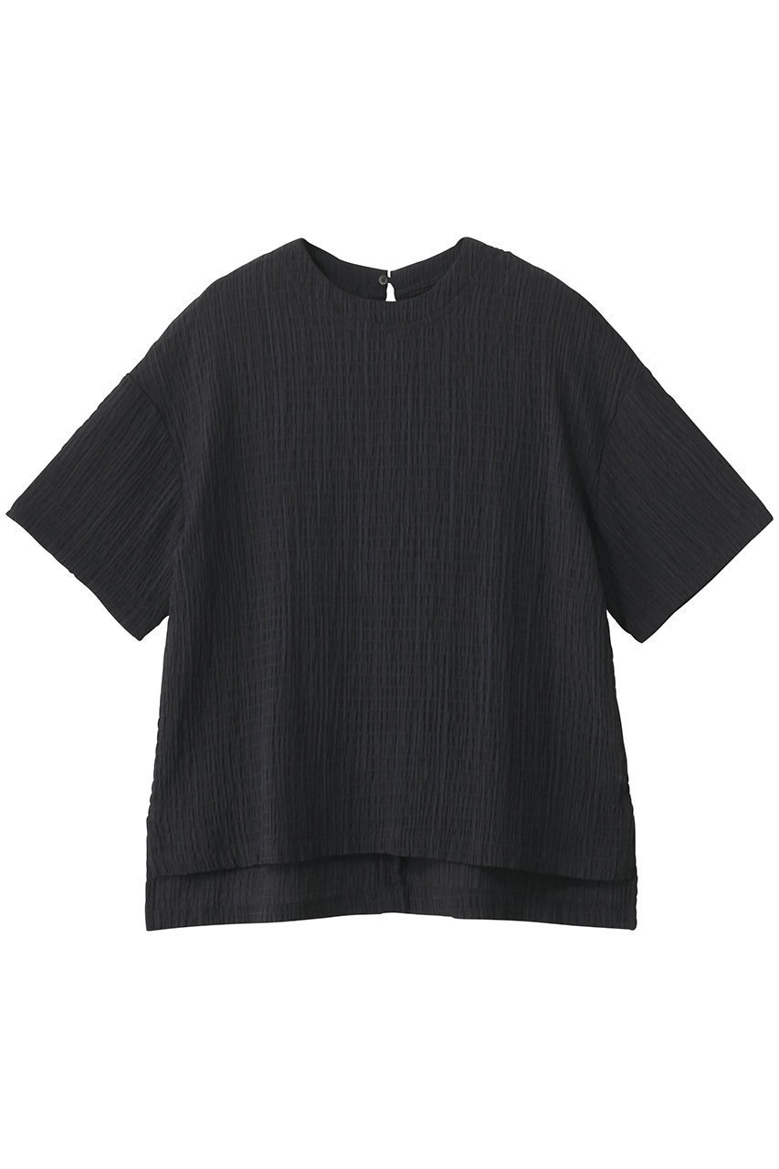 【エリオポール/heliopole】のシアーサッカーTEE ブラウス インテリア・キッズ・メンズ・レディースファッション・服の通販 founy(ファニー) ファッション Fashion レディースファッション Fashion for Women トップス・カットソー Cut & Sew Tops シャツ・ブラウス・オフィスカジュアル Elegant Blouses & Button-Ups シアー Sheer, See-Through ショート Short, Short Length スリット Slit, Slit Detail スリーブ Sleeve, Long Sleeve / Short Sleeve デニム Denim, Jeans Material 夏 Summer ネイビー|ID: prp329100004610680 ipo3291000000035062861