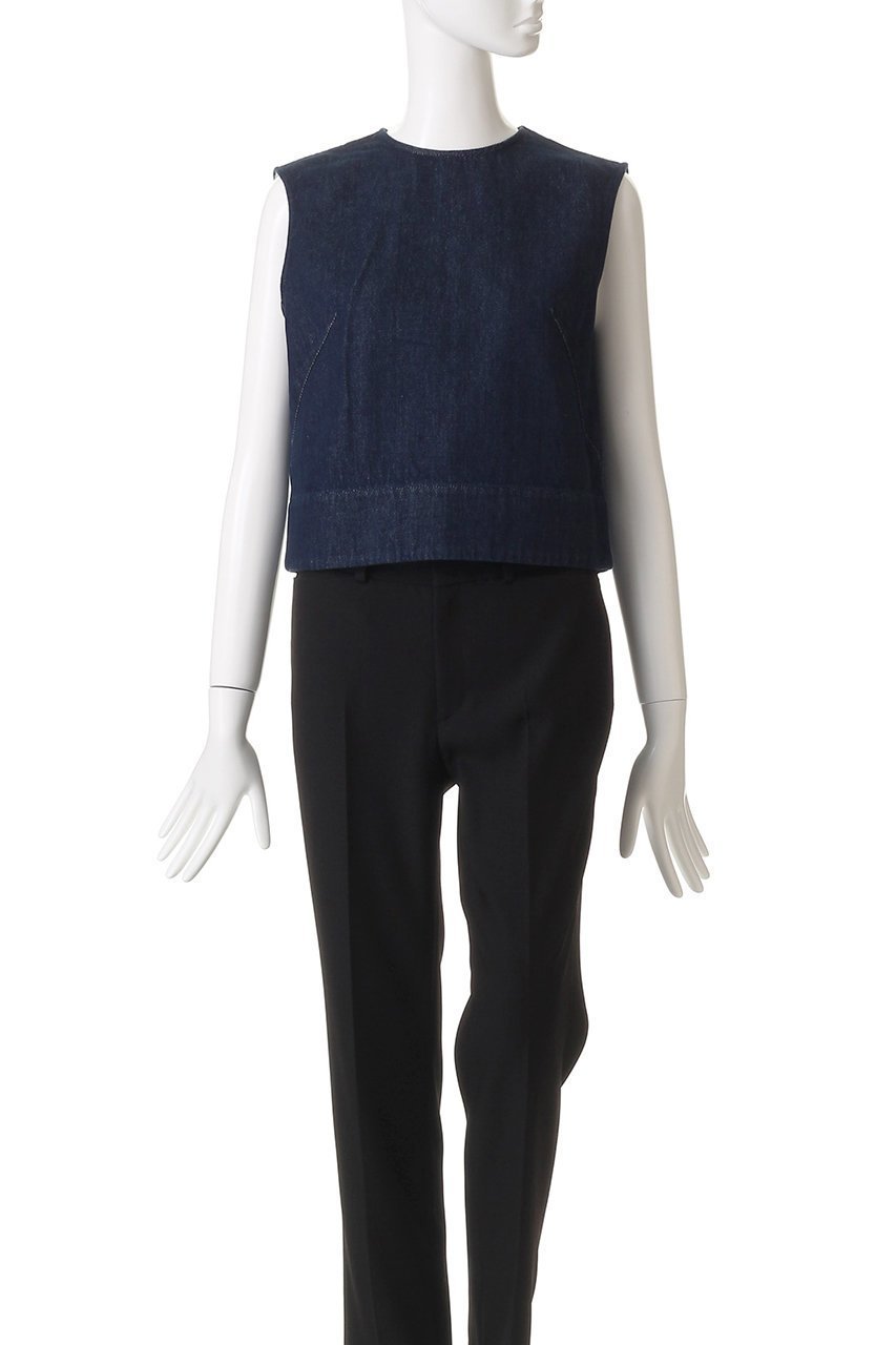 【ベイジ,/BEIGE,】のNAVIGLIO(ナヴィリオ)/ショート丈ノースリーブデニムブラウス 人気、トレンドファッション・服の通販 founy(ファニー) 　ファッション　Fashion　レディースファッション　Fashion for Women　トップス・カットソー　Cut & Sew Tops　キャミソール&ノースリーブ　Camisoles & Sleeveless Tops　シャツ・ブラウス・オフィスカジュアル　Elegant Blouses & Button-Ups　おすすめ　Recommended / Our Picks　コンパクト　Compact, Small Size　ショート　Short, Short Length　デニム　Denim, Jeans Material　ノースリーブ　Sleeveless, No-Sleeve　ハイネック　High Neck, Mock Neck　other-2|ID: prp329100004610681 ipo3291000000036225413