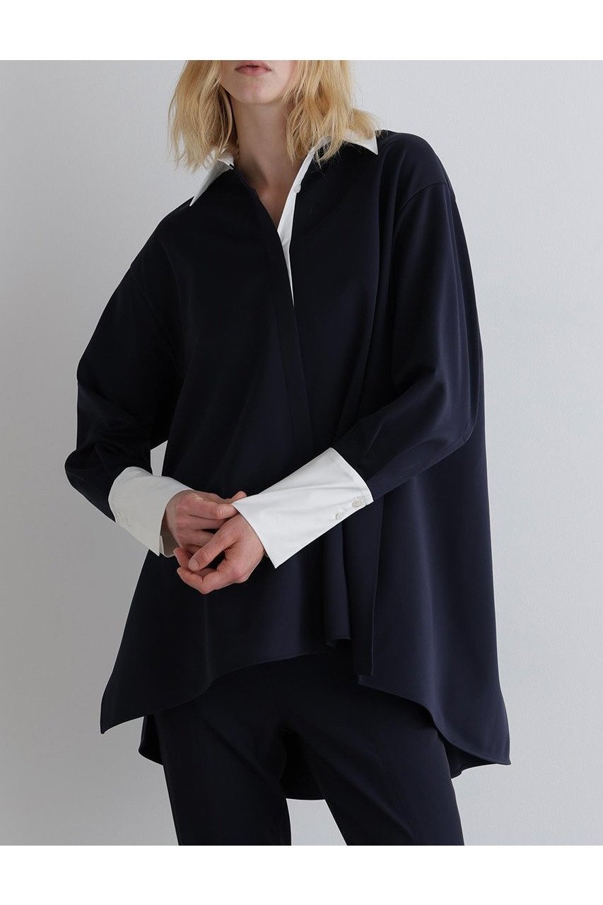 【ル フィル/LE PHIL】のバイカラーテントブラウス 人気、トレンドファッション・服の通販 founy(ファニー) 　ファッション　Fashion　レディースファッション　Fashion for Women　トップス・カットソー　Cut & Sew Tops　シャツ・ブラウス・オフィスカジュアル　Elegant Blouses & Button-Ups　カットソー　Cut and Sewn Top　シンプル　Simple, Minimal　スポーティ　Sporty, Casual Athletic　スリーブ　Sleeve, Long Sleeve / Short Sleeve　バランス　Balance, Style Balance　フェミニン　Feminine, Girly　フレア　Flare, Flared　ボトム　Bottoms, Lower Wear　ミックス　Mix, Mixed Style　ロング　Long, Long-Length　エレガント 上品　Elegant　新作・新入荷　New Arrivals / New In　other-2|ID: prp329100004610683 ipo3291000000032989657