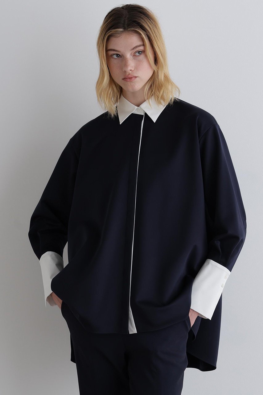 【ル フィル/LE PHIL】のバイカラーテントブラウス 人気、トレンドファッション・服の通販 founy(ファニー) 　ファッション　Fashion　レディースファッション　Fashion for Women　トップス・カットソー　Cut & Sew Tops　シャツ・ブラウス・オフィスカジュアル　Elegant Blouses & Button-Ups　カットソー　Cut and Sewn Top　シンプル　Simple, Minimal　スポーティ　Sporty, Casual Athletic　スリーブ　Sleeve, Long Sleeve / Short Sleeve　バランス　Balance, Style Balance　フェミニン　Feminine, Girly　フレア　Flare, Flared　ボトム　Bottoms, Lower Wear　ミックス　Mix, Mixed Style　ロング　Long, Long-Length　エレガント 上品　Elegant　other-5|ID: prp329100004610683 ipo3291000000035748784