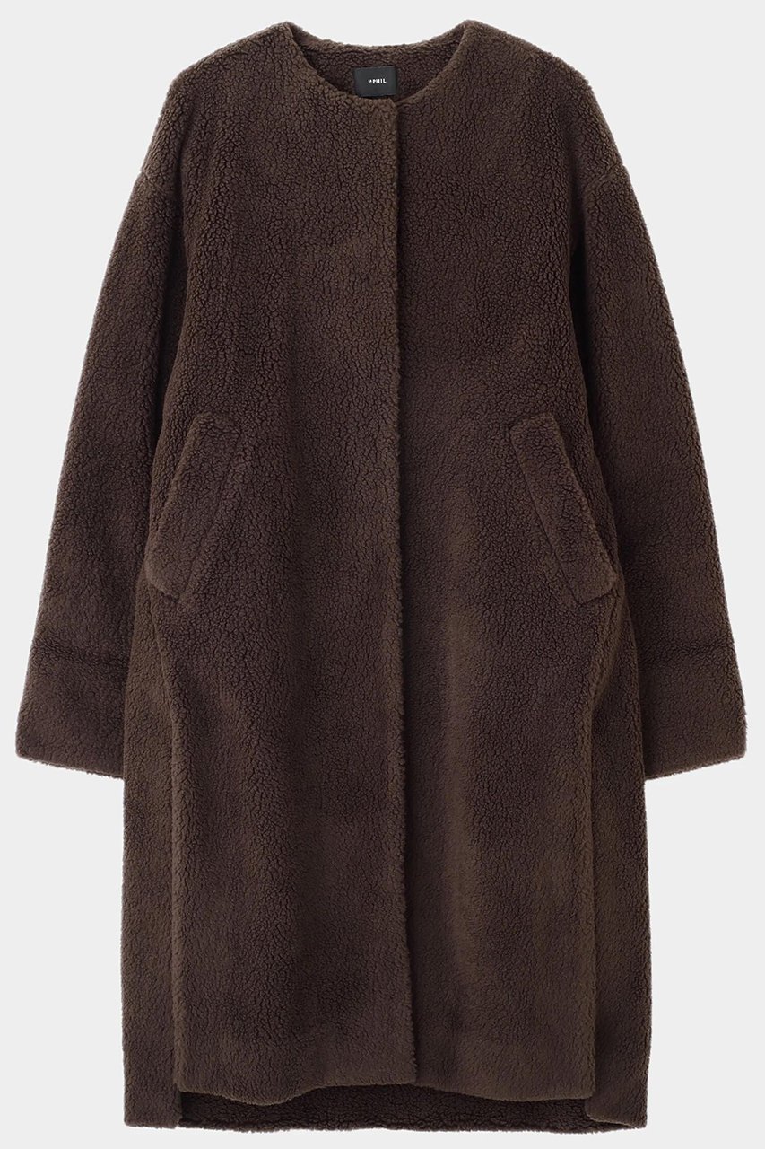 【ル フィル/LE PHIL】の《LE PHIL SPORTS》ボアパイルロングコート インテリア・キッズ・メンズ・レディースファッション・服の通販 founy(ファニー) 　ファッション　Fashion　レディースファッション　Fashion for Women　アウター　Coat / Outerwear Collection　コート・ロングコート・ピーコート　Long Coats, Peacoats & More　スタンダード　Standard, Basic　スリット　Slit, Slit Detail　フェイクファー　Faux Fur, Imitation Fur　メッシュ　Mesh, Net Fabric　ロング　Long, Long-Length　エレガント 上品　Elegant　ブラウン|ID: prp329100004610689 ipo3291000000035722823