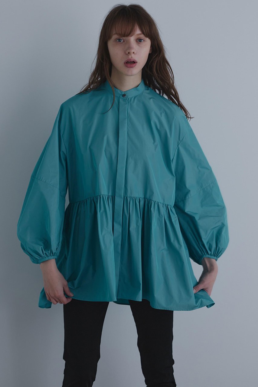 【ル フィル/LE PHIL】の《LE PHIL》ライトタフタギャザーブラウス インテリア・キッズ・メンズ・レディースファッション・服の通販 founy(ファニー) 　ファッション　Fashion　レディースファッション　Fashion for Women　トップス・カットソー　Cut & Sew Tops　シャツ・ブラウス・オフィスカジュアル　Elegant Blouses & Button-Ups　おすすめ　Recommended / Our Picks　ギャザー　Gathered, Ruffled　スタンダード　Standard, Basic　スリーブ　Sleeve, Long Sleeve / Short Sleeve　タフタ　Taffeta, Structured Fabric　ドレス　Dress, One-Piece　レギンス　Leggings, Stretch Pants　ロング　Long, Long-Length　羽織　Haori, Light Jacket　ブルー|ID: prp329100004610690 ipo3291000000035470426