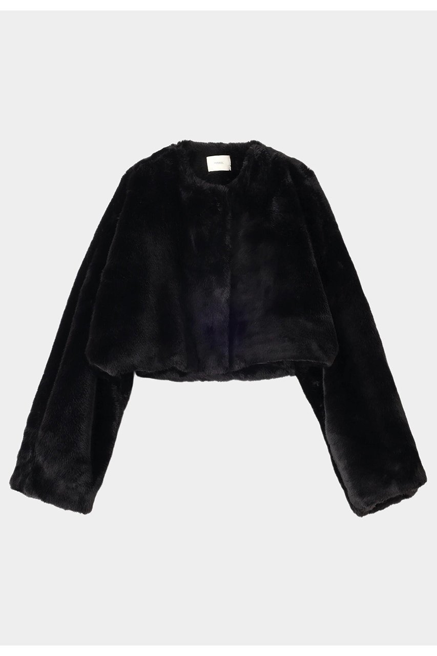 【ル フィル/LE PHIL】のフェイクファーショートジャケット インテリア・キッズ・メンズ・レディースファッション・服の通販 founy(ファニー) 　ファッション　Fashion　レディースファッション　Fashion for Women　アウター　Coat / Outerwear Collection　レディースジャケット・軽アウター　Jackets　おすすめ　Recommended / Our Picks　なめらか　Smooth, Silky Texture　ショート　Short, Short Length　ジャケット　Jacket, Outerwear　スタンダード　Standard, Basic　フェイクファー　Faux Fur, Imitation Fur　フレア　Flare, Flared　ボレロ　Bolero, Short Cardigan　ロング　Long, Long-Length　新作・新入荷　New Arrivals / New In　A/W・秋冬　Autumn/Winter　ブラック|ID: prp329100004610694 ipo3291000000032989722