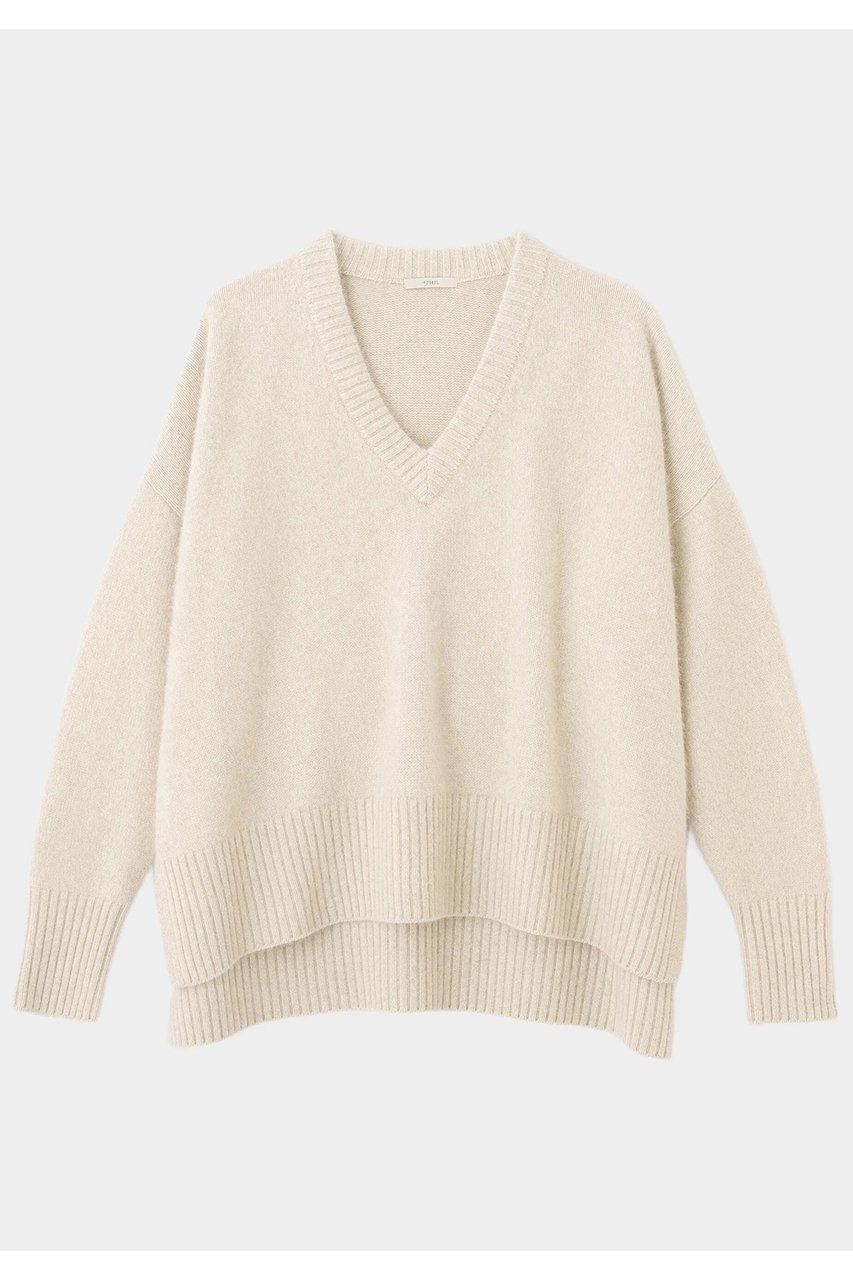 【ル フィル/LE PHIL】のFOX混Vネックニット インテリア・キッズ・メンズ・レディースファッション・服の通販 founy(ファニー) 　ファッション　Fashion　レディースファッション　Fashion for Women　トップス・カットソー　Cut & Sew Tops　ニット　Knit Tops & Sweaters　カジュアルプルオーバー・ニットトップス　Pullovers & Knit Tops / Casual Pullovers　Vネックトップス　V-Neck Tops / V-Cut Neckline Shirts　スタンダード　Standard, Basic　デコルテ　Décolleté, Neckline　フォックス　Fox, Fox Fur　リラックス　Relax, Relaxed Fit　エレガント 上品　Elegant　新作・新入荷　New Arrivals / New In　ベージュ|ID: prp329100004610703 ipo3291000000032989816